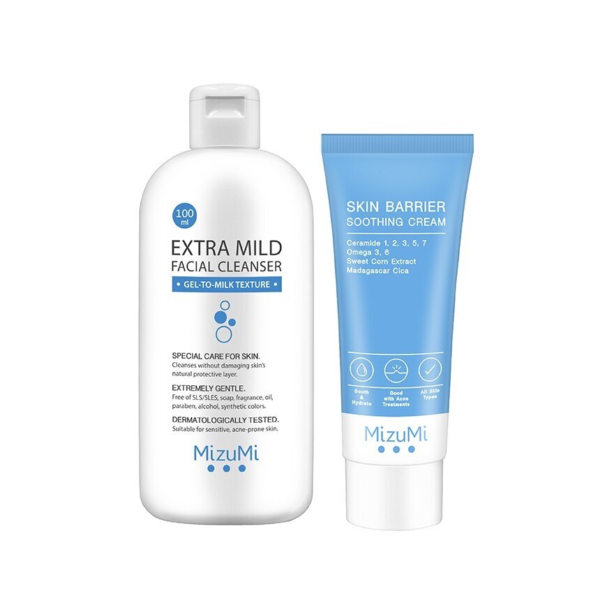 Mizumi Extra Mild Skin Barrier Set (Cleanser 100 ml. + Soothing Cream 45 g.)