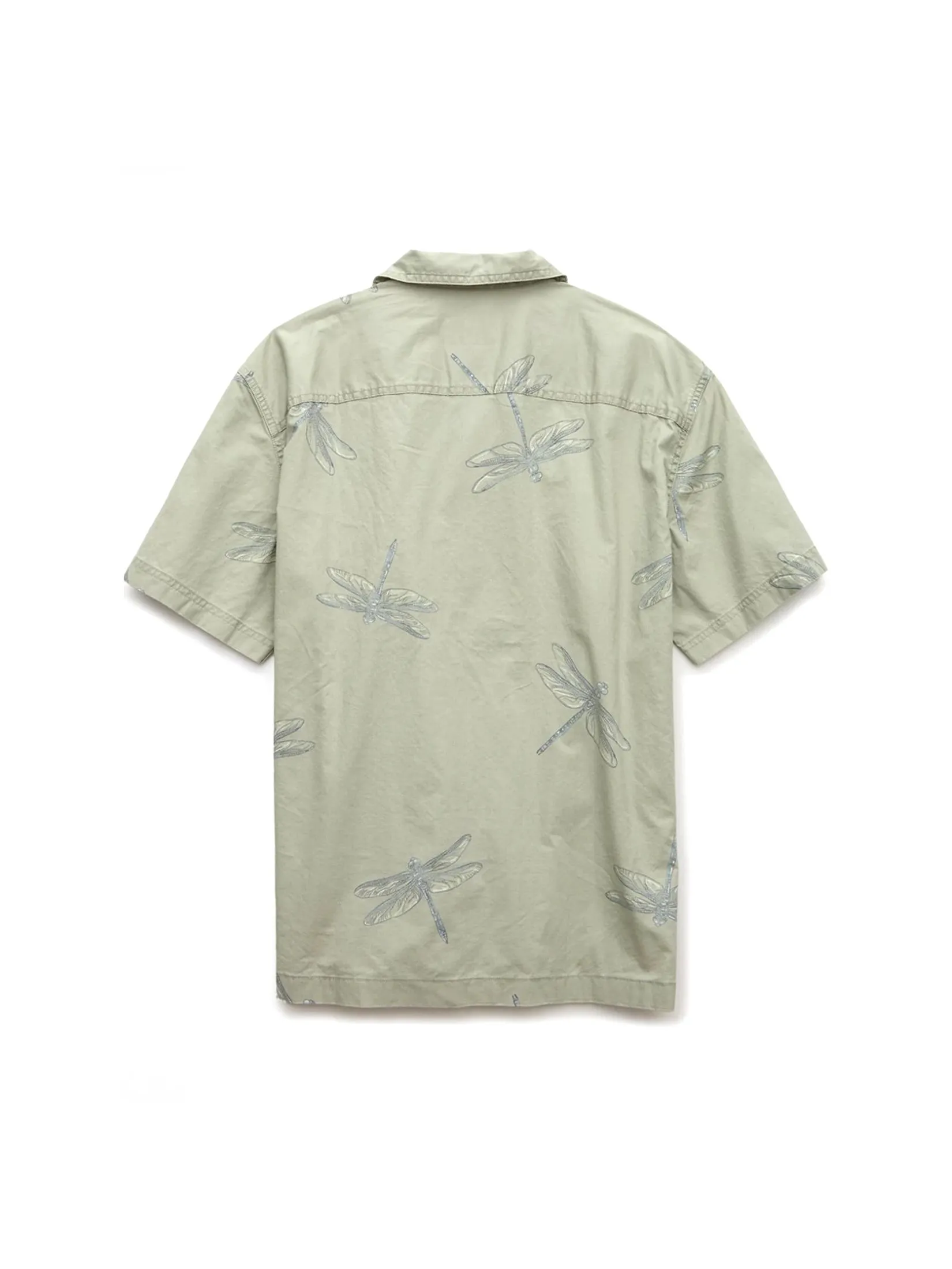 AMERICAN EAGLE MEN DAN DRAGONFLY SS OVERSIZED CAMP COLLAR STAFFORD FADE 331 OLIVE FUN