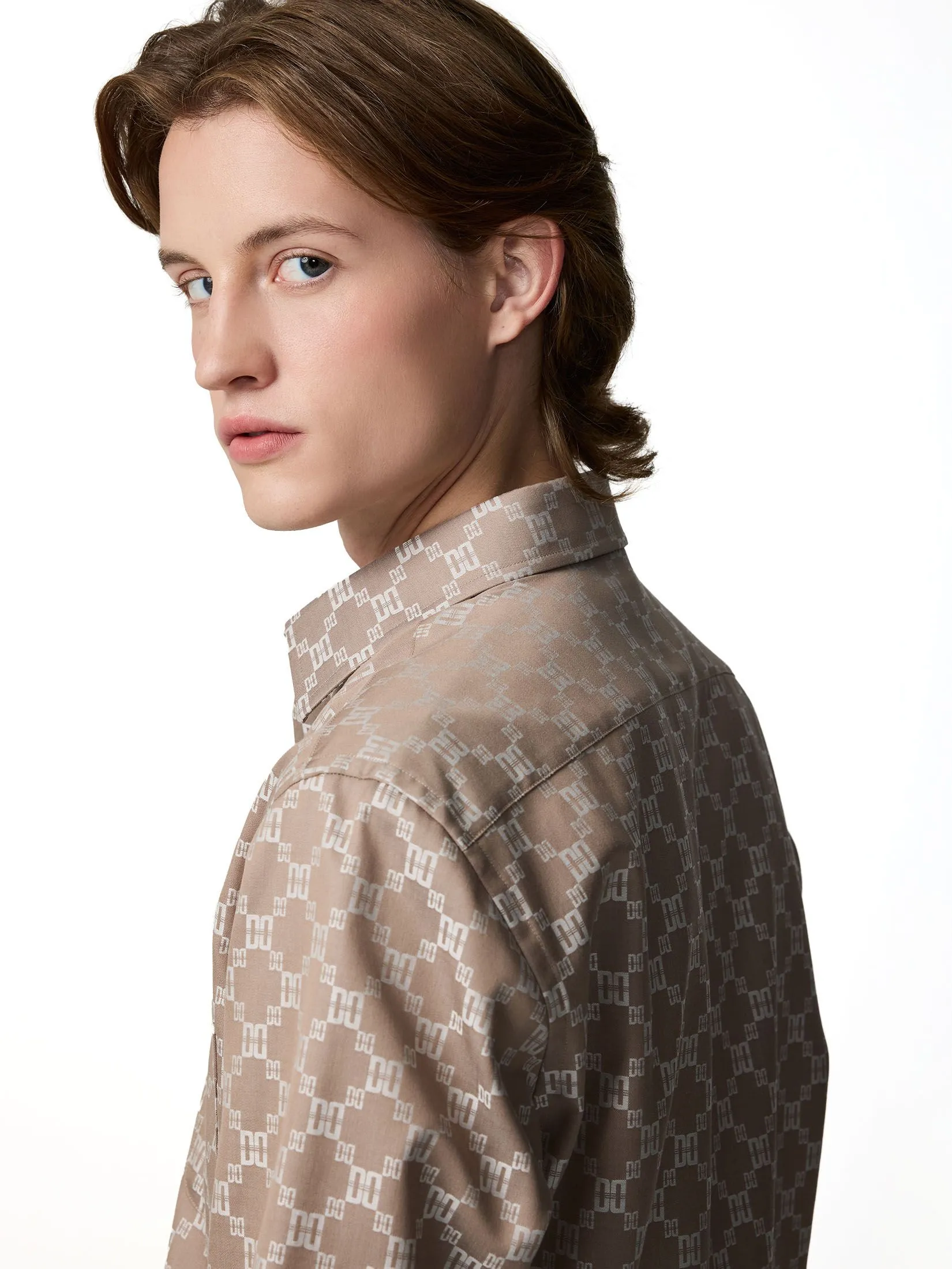 DAKS MEN Long Sleeve Shirt Smart Fit Khaki