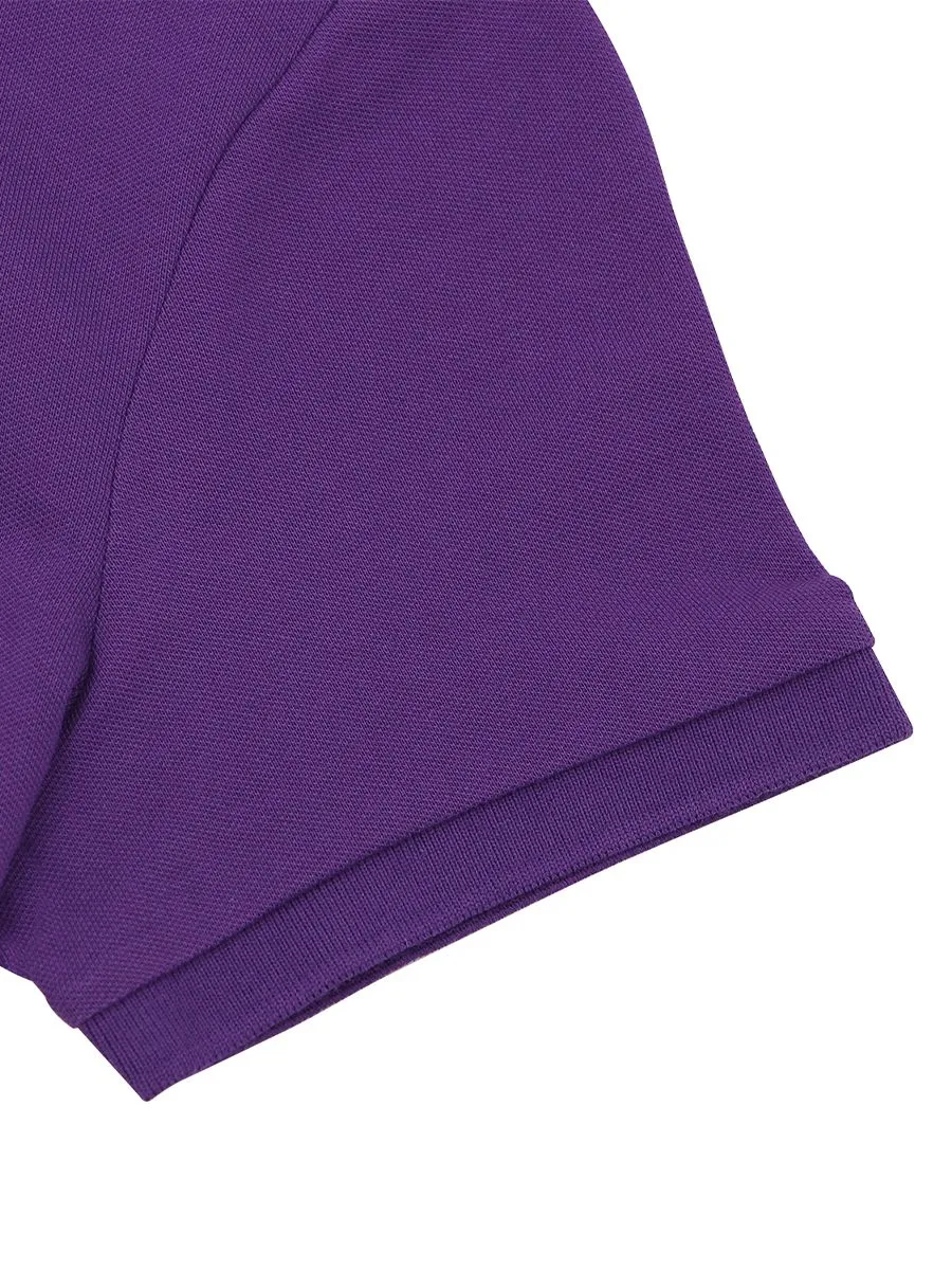GIORDANO Women's Slim Pique Embroidery Bold Polo (3D Lion) Plum Purple