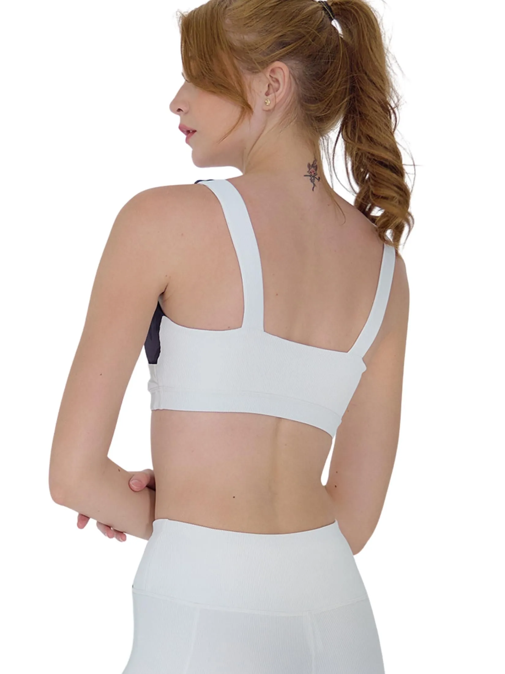 NAPIYONG WOMEN BETTY 2-TONE RIBBED SPORTS BRA IN WHITE-PURPLE