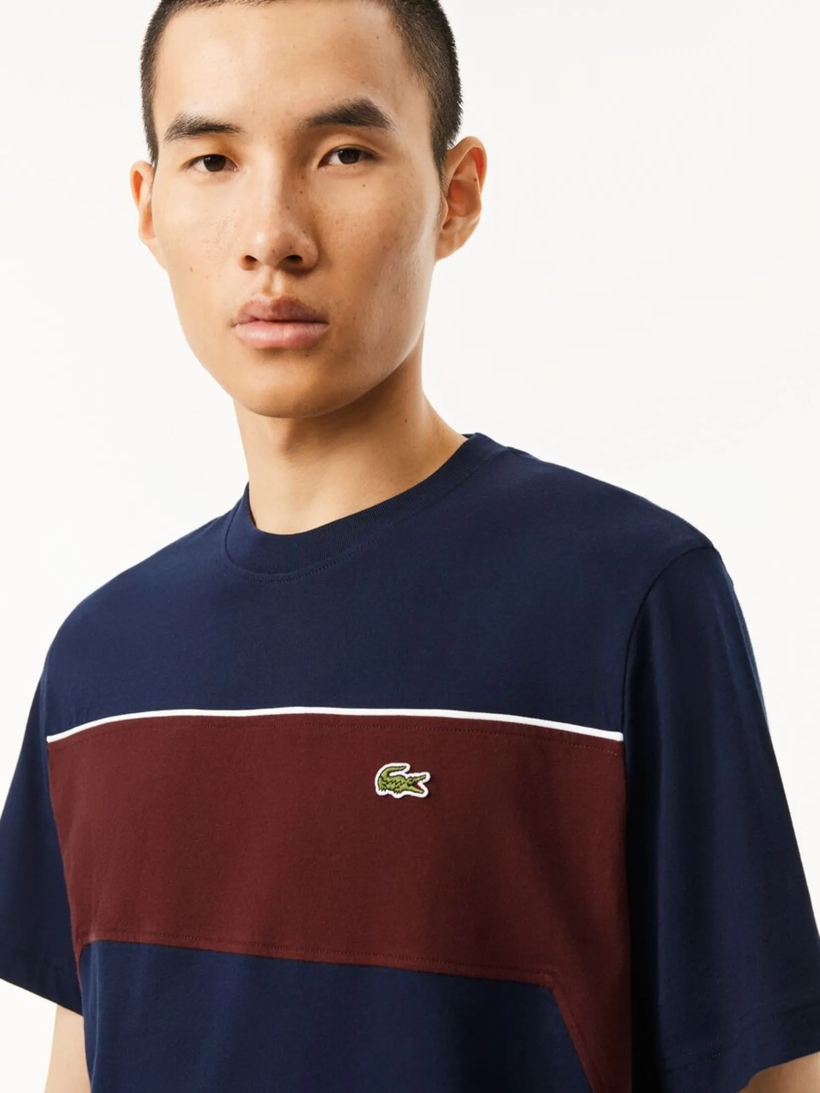LACOSTE Cotton Colour-Block T-shirt Blue