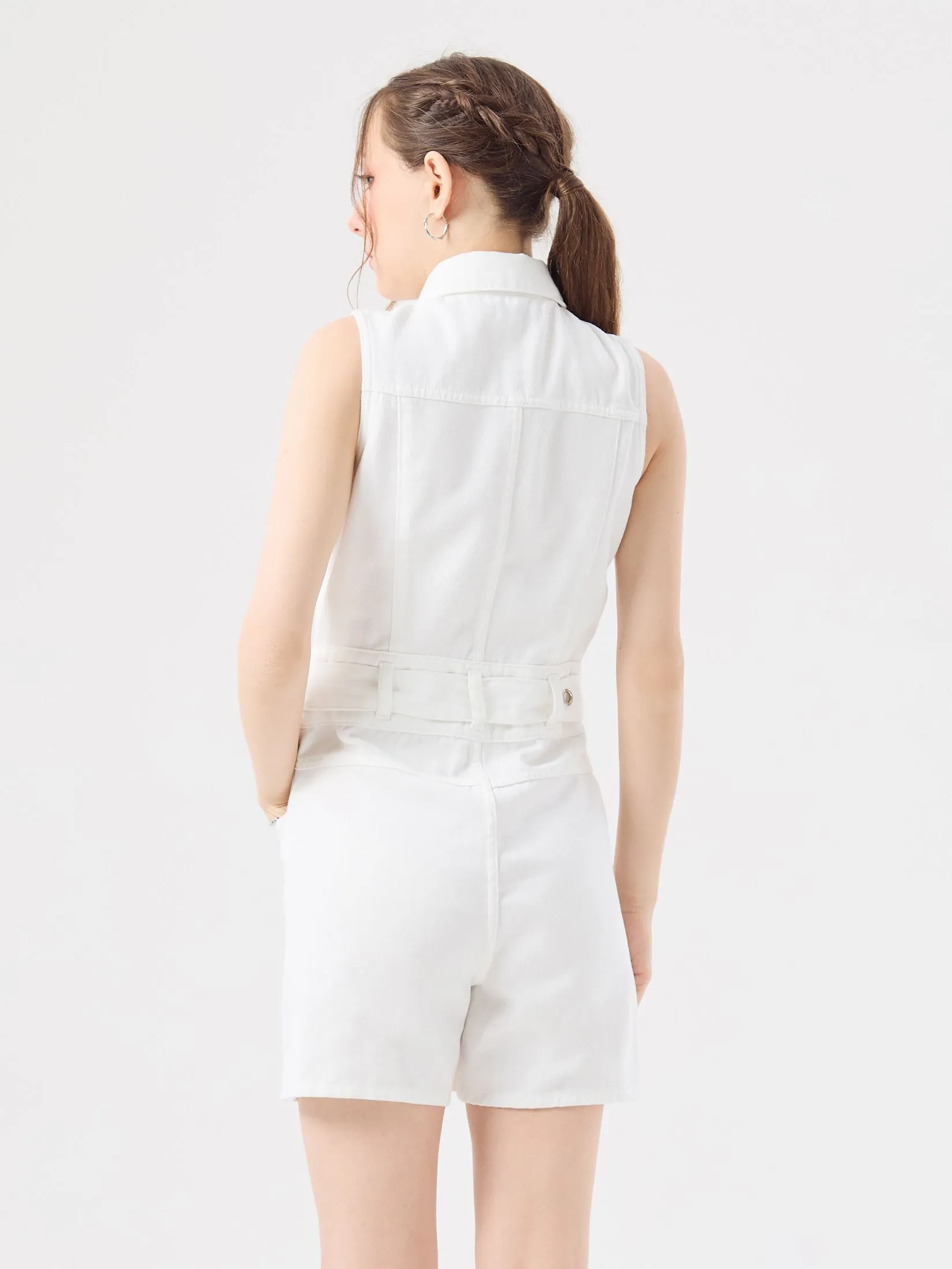 ESP Sleeveless Romper Women White