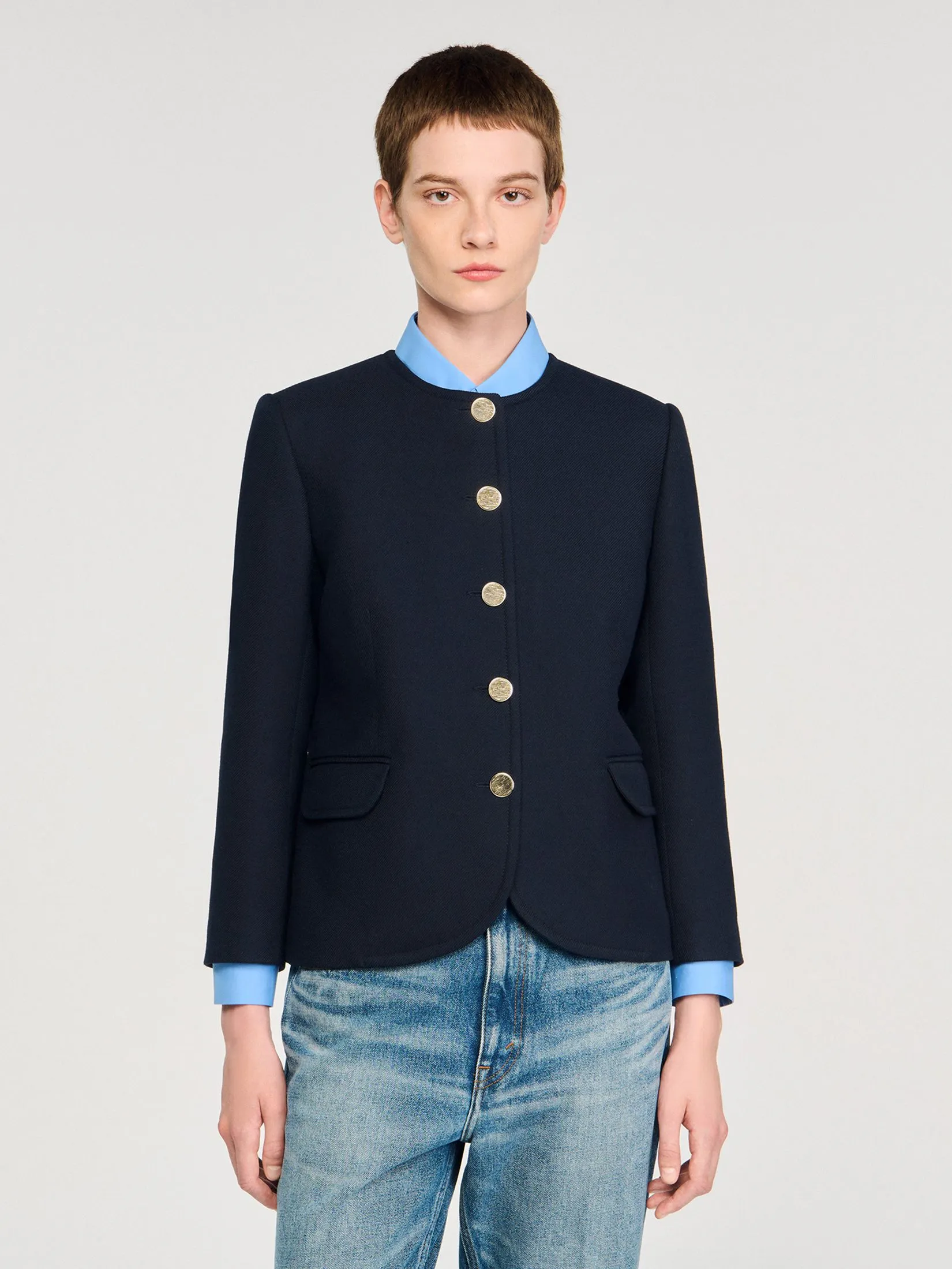 SANDRO Round Collar Jacket