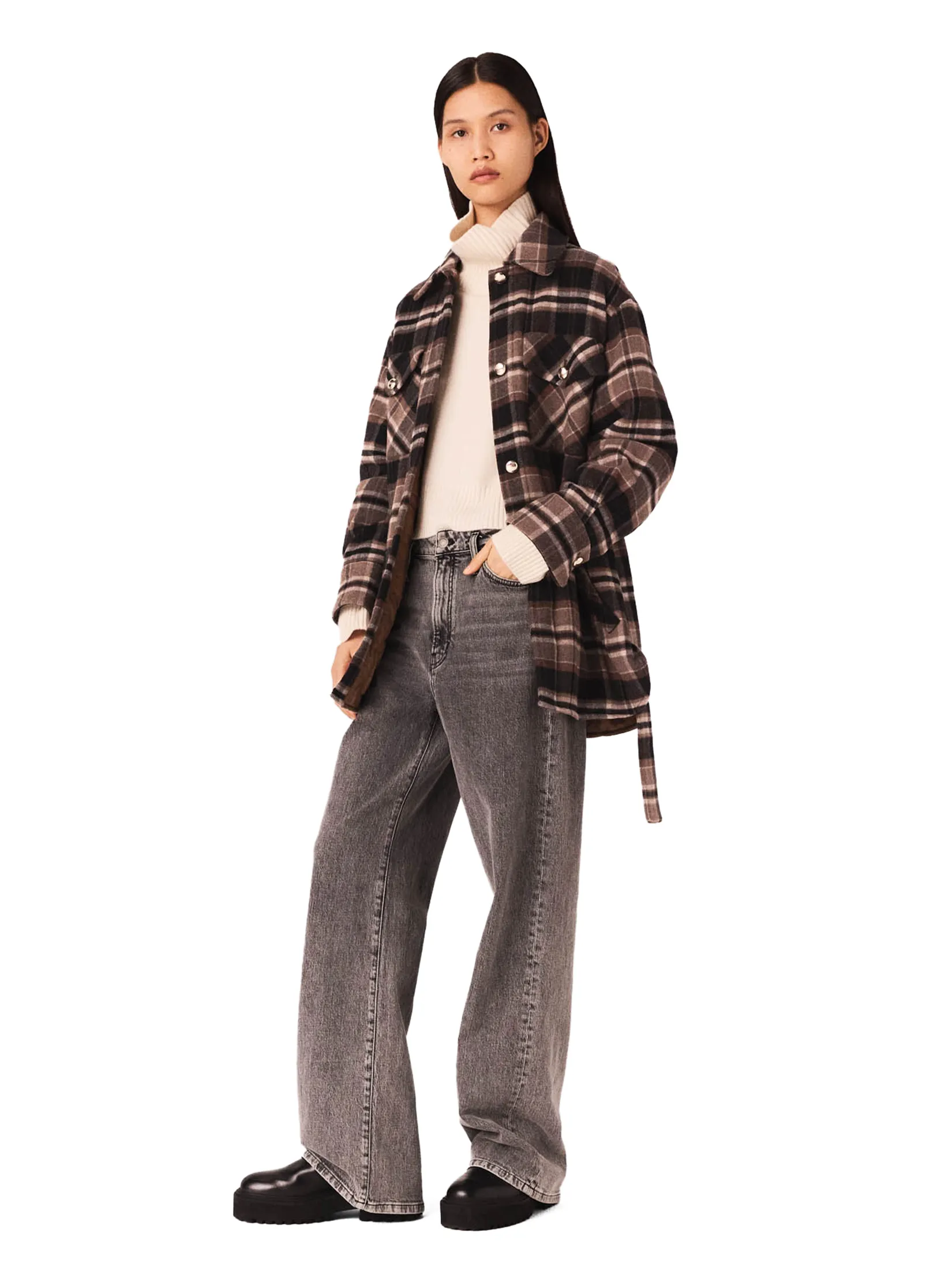 MAJE Women Coat Checked