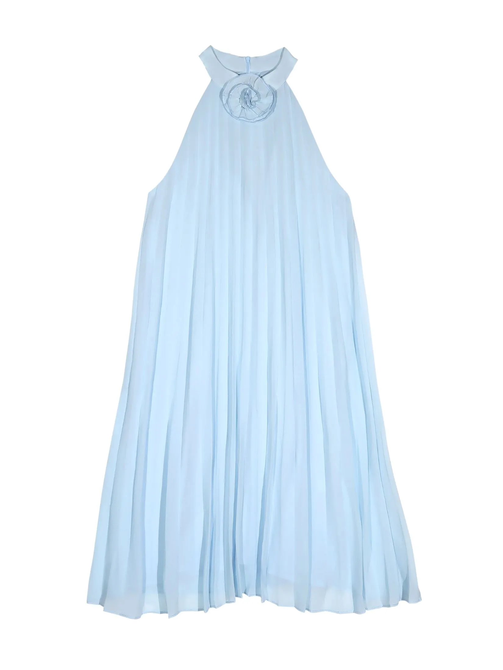 JEUNE STYLE Sleeveless Pleated Dress Women Blue Size - L
