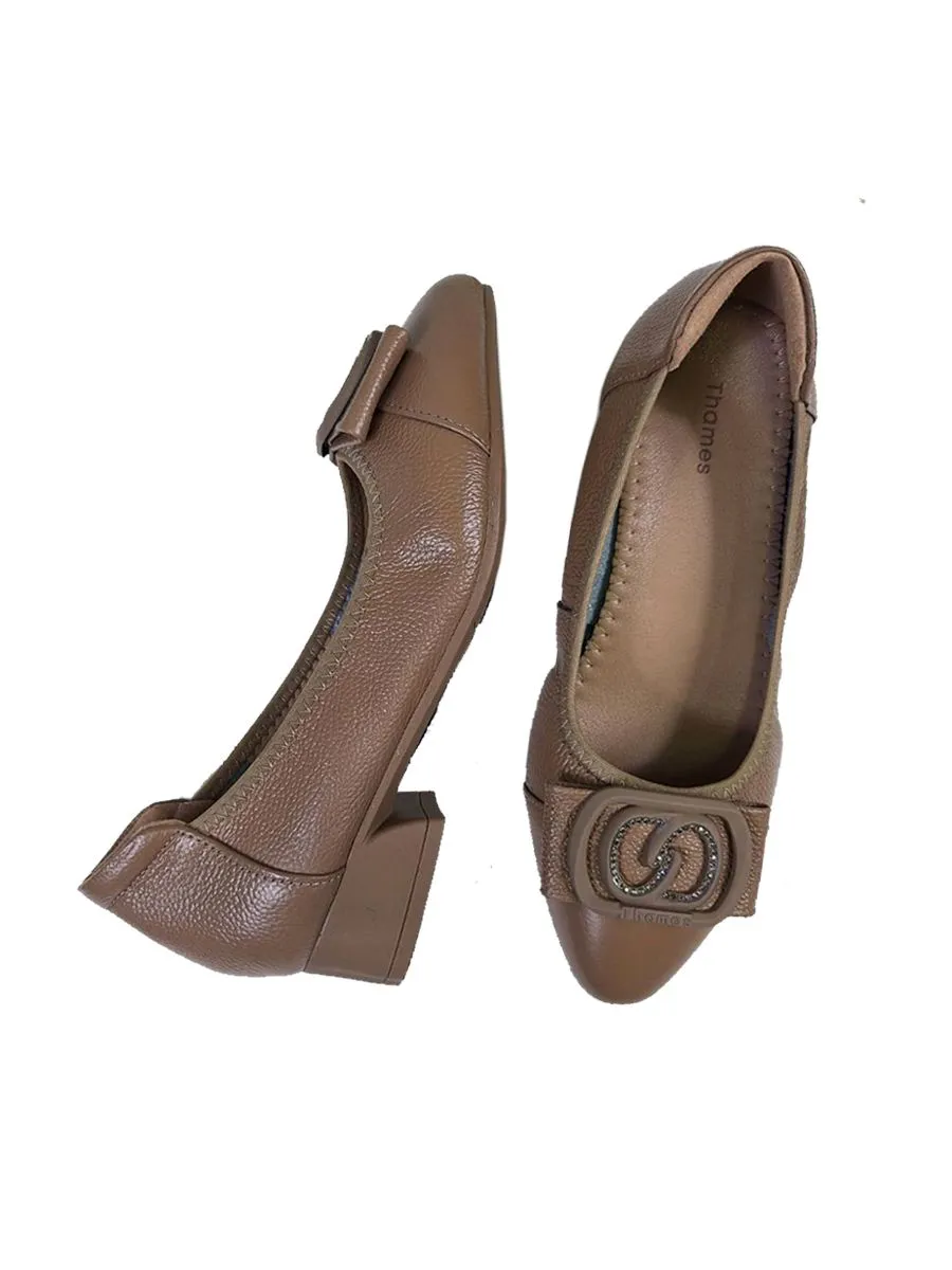 THAMES Women Shoes Casual Mid Heels Beige