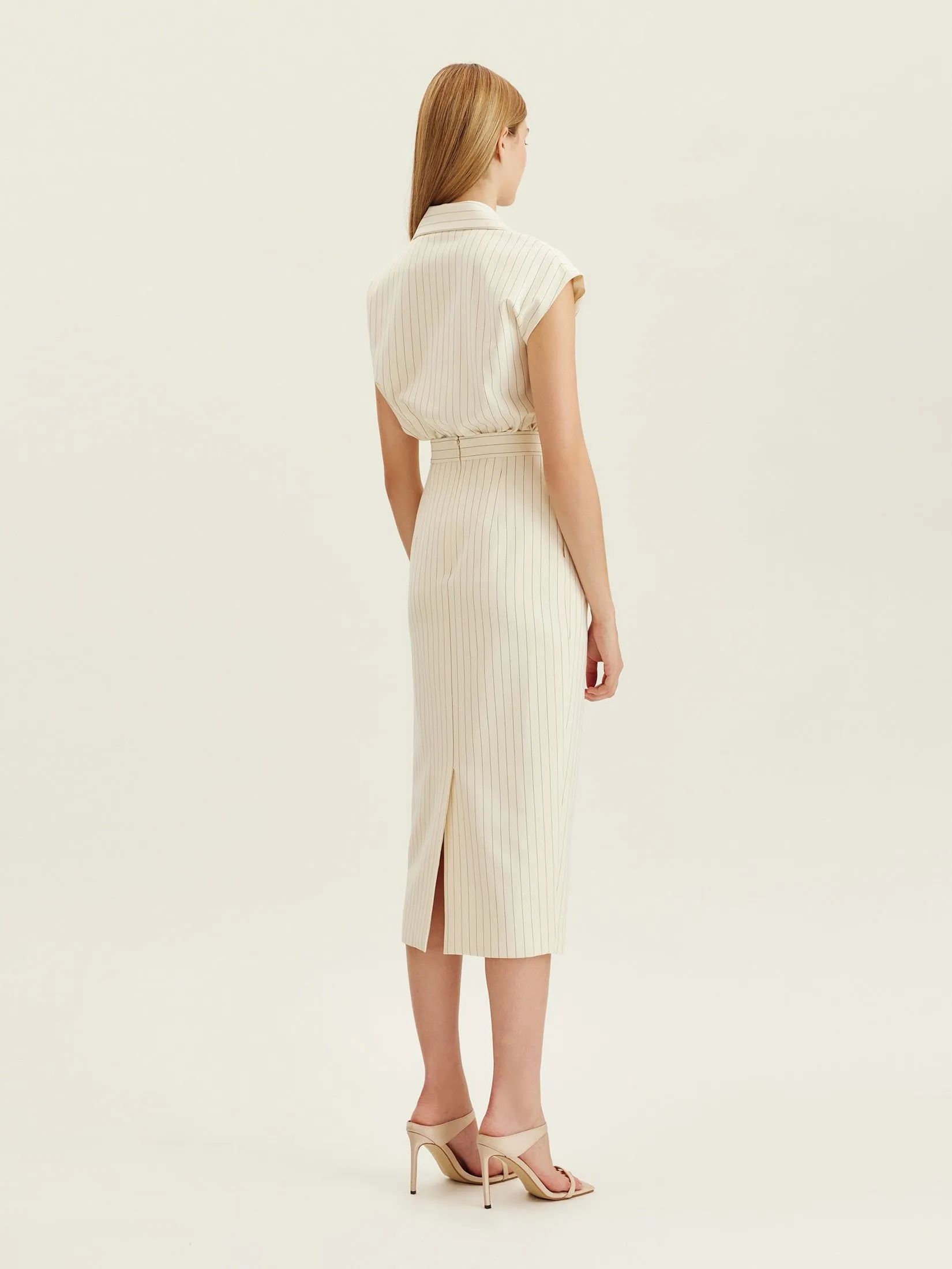 ASAVA (AW24) Pinstriped Women Midi Skirt Ivory