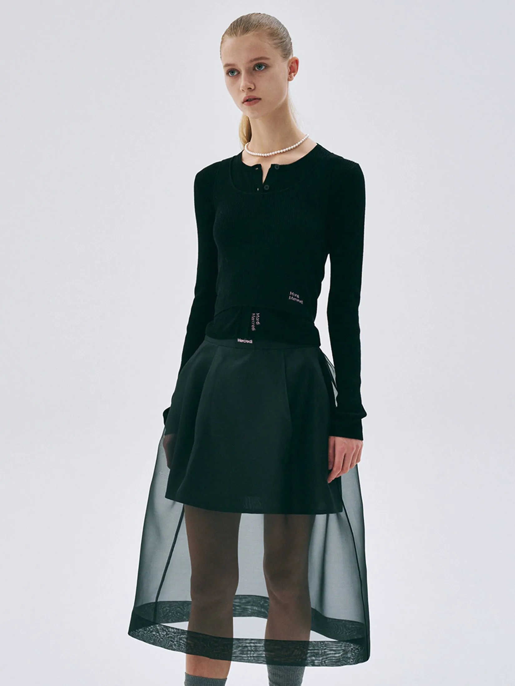 MARDI MERCREDI See-Through Layered Skirt Black M