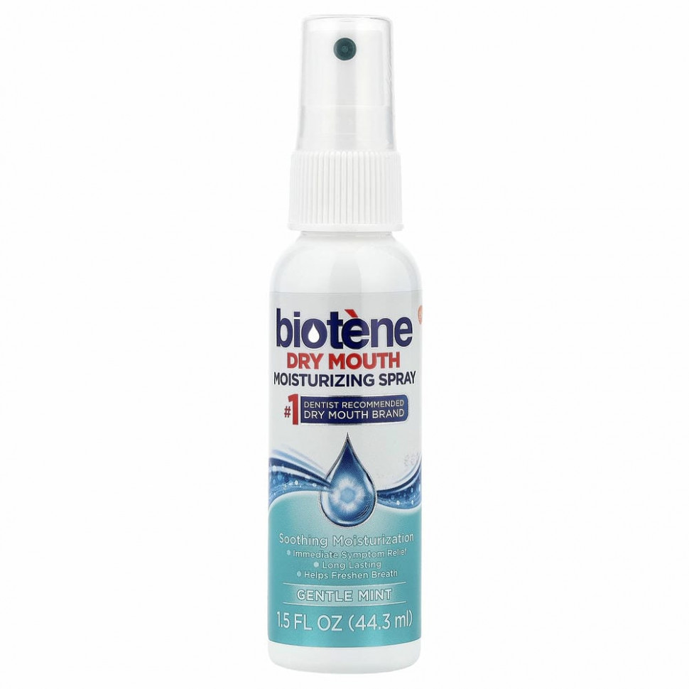 Biotene Dental Products, Увлажняющий спрей для сухого рта, нежная мята, 44,3 мл (1,5 жидк. Унции)