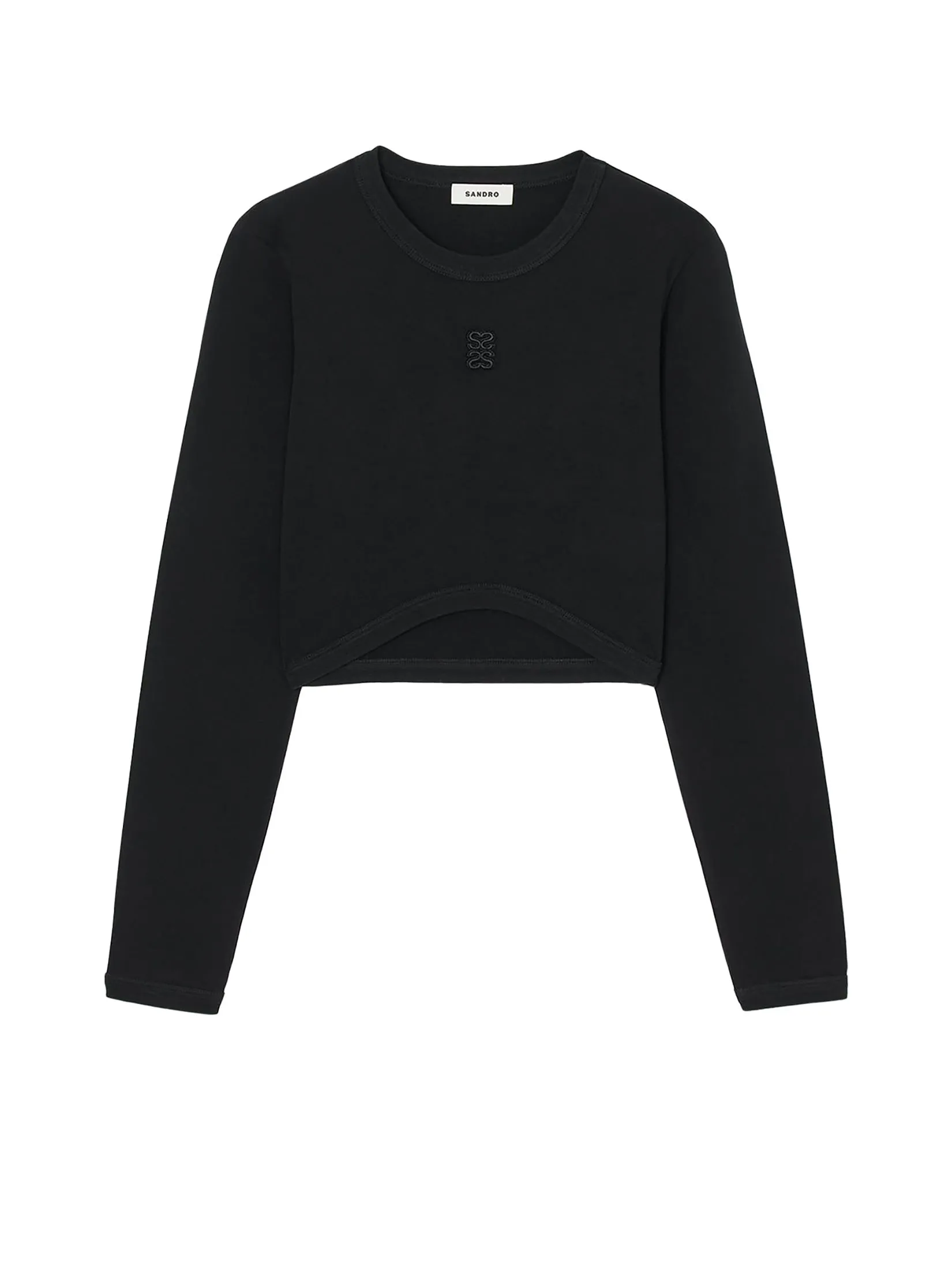 SANDRO Cropped Embroidered T-Shirt