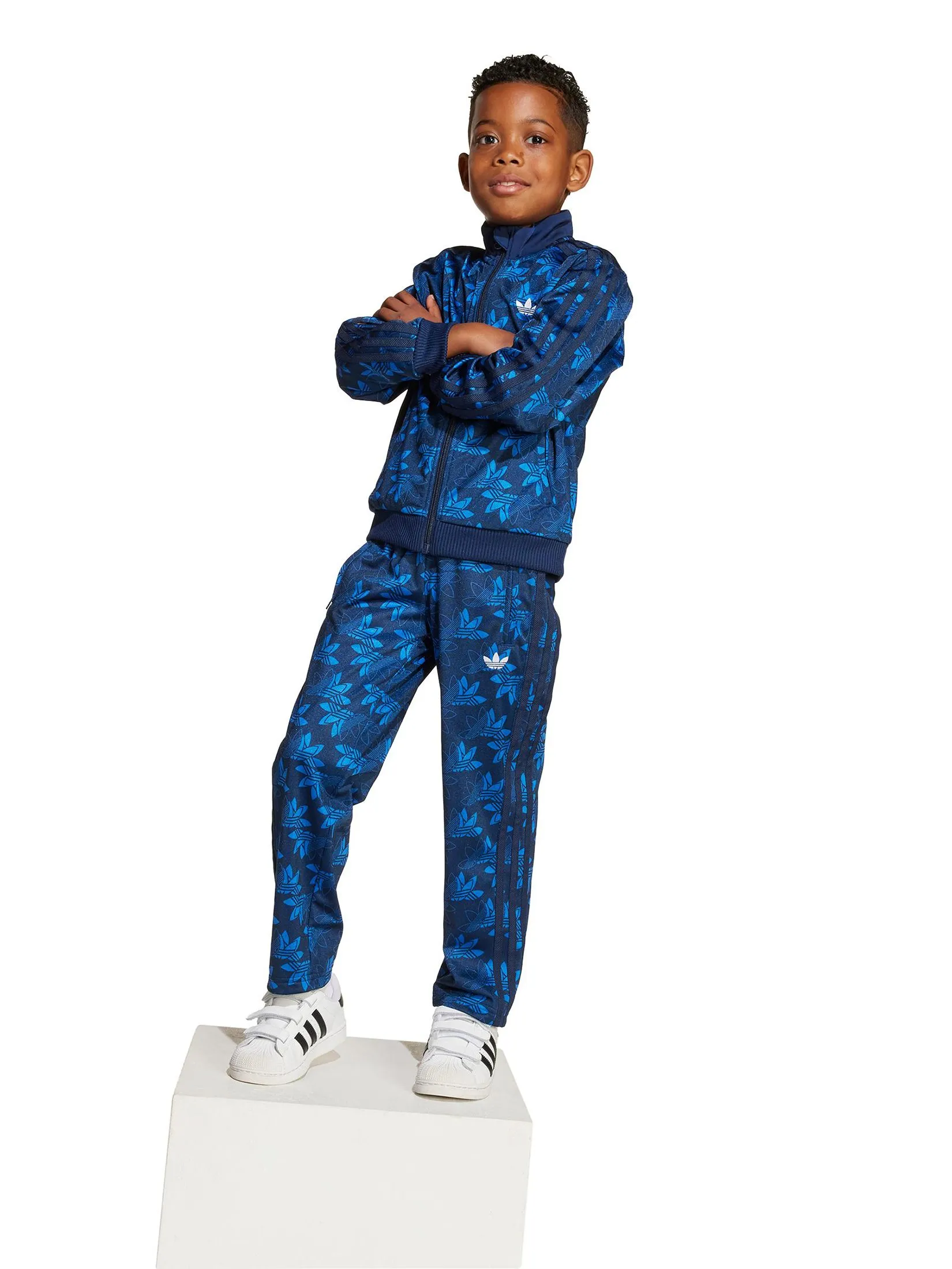 ADIDAS KIDS Unisex Toddler Track Suit Firebird Monogram AOP Blue