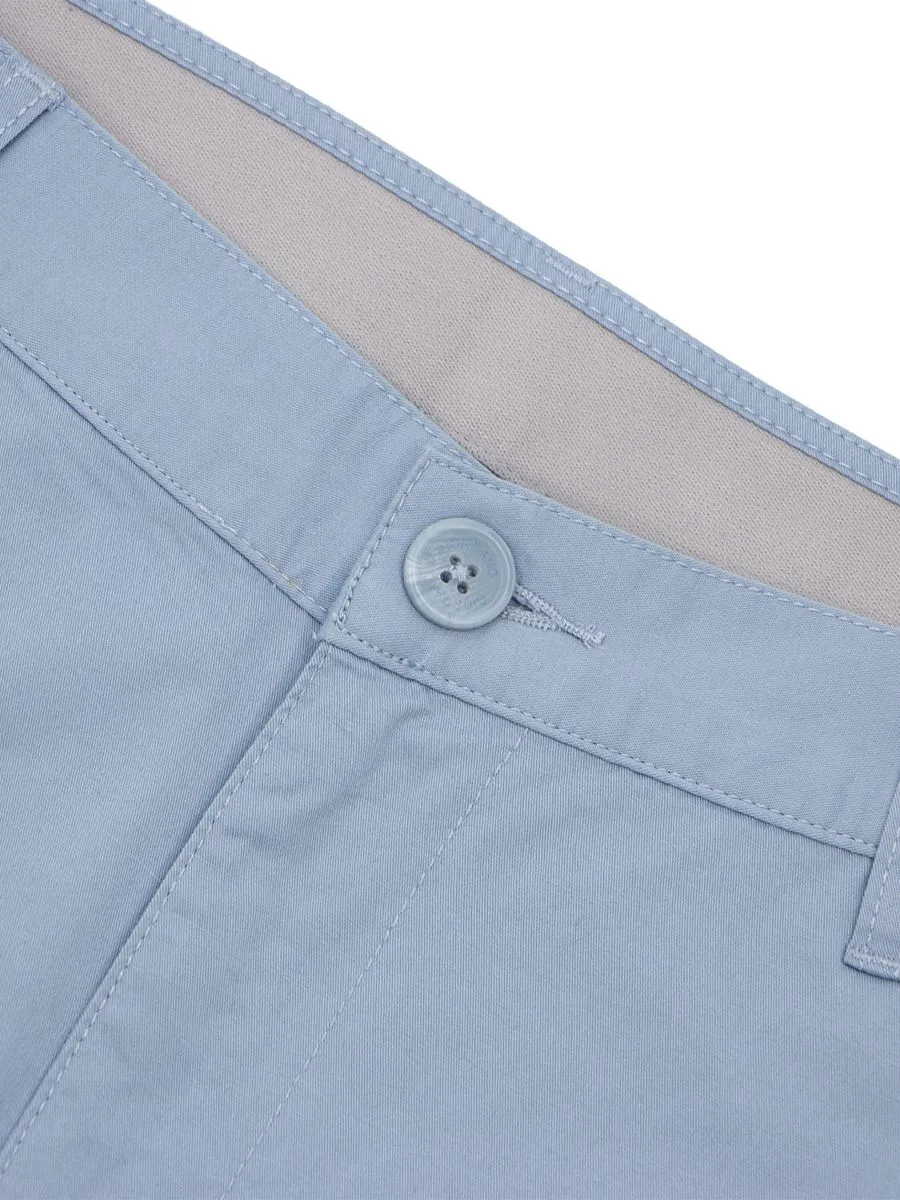 GIORDANO Men's Mid-Rise Regular Tapered Elastic Waist Lightweight Plans Dusty Blue