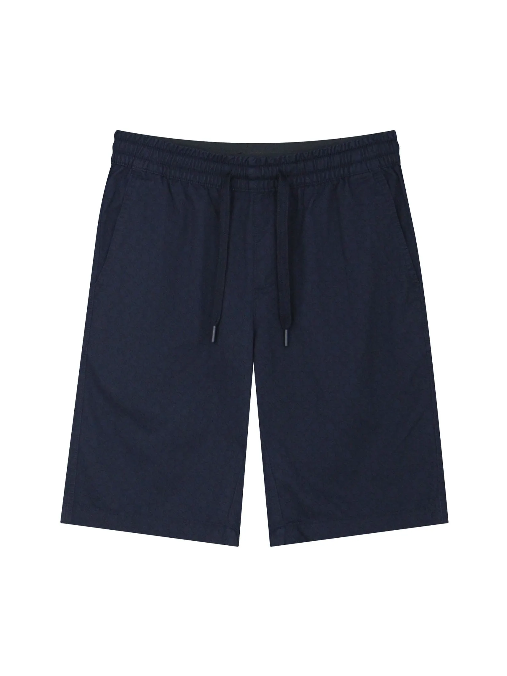 GIORDANO Men's Slim Twill Bermuda Shorts (180° Elastic Waist) Navy