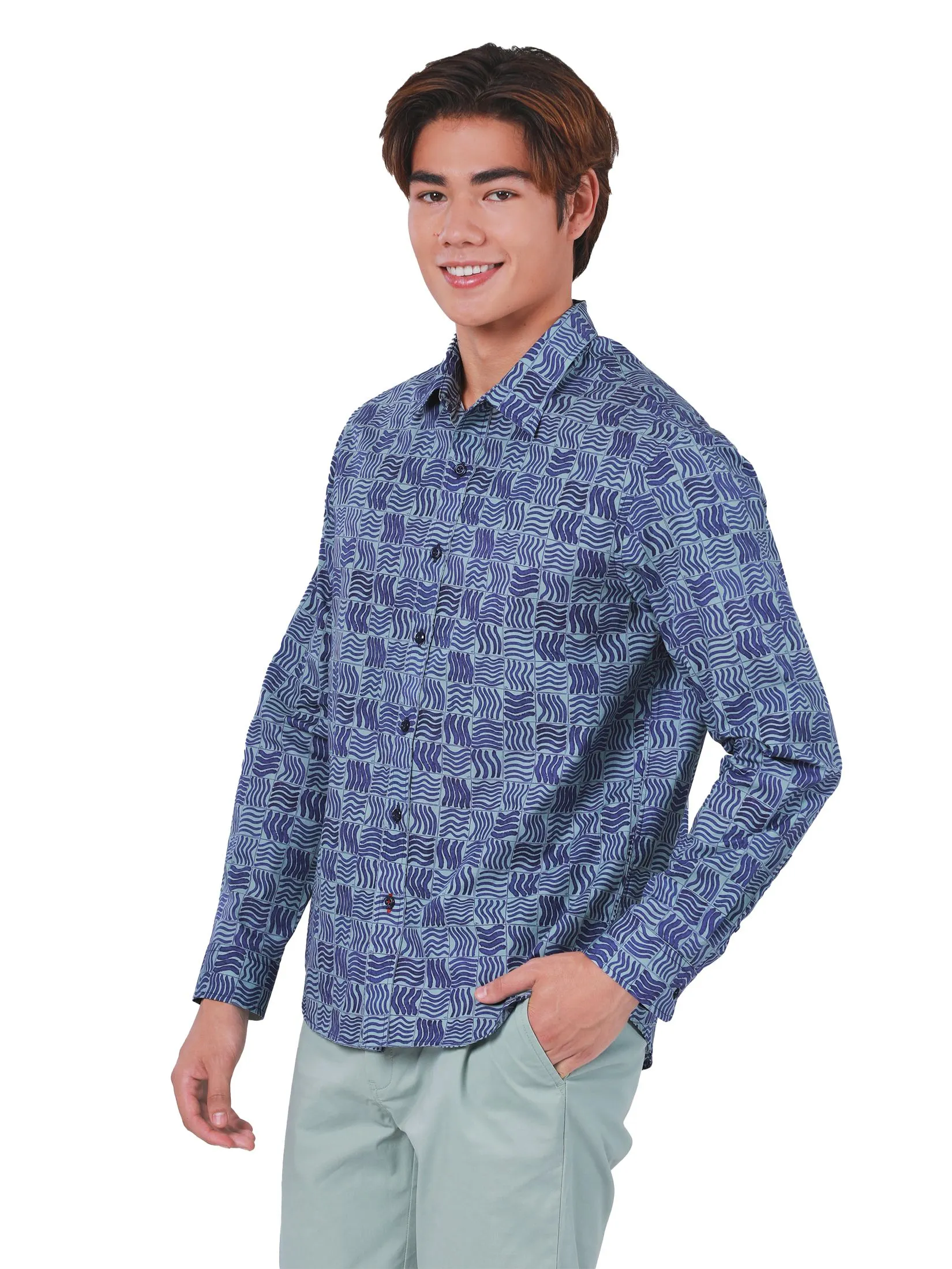 JOHN HENRY Men's Long Sleeves Shirts (Regular Fit) REJUVENATE VACATION Navy