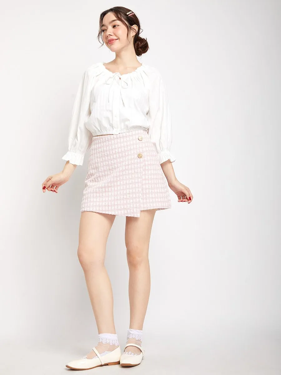 LOLITA Women Blouse Puff Sleeves Tie-Front