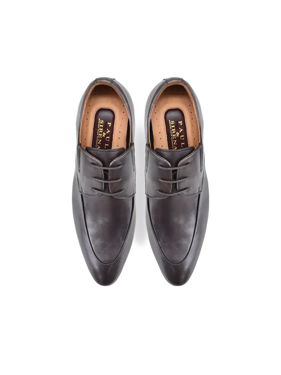 SIRENA Dark Chocolate Leather Court Shoes Pointed Toe High Heel 3 inch Henry