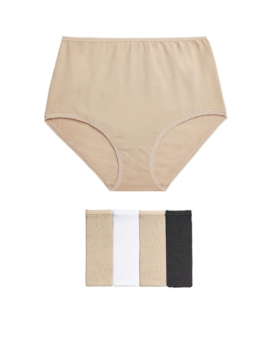 MARKS & SPENCER Women Plain Full Brief Cotton Lycra 5pk Multi-Color