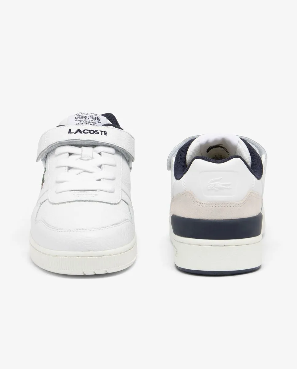 LACOSTE Men’s T-Clip Velcro Contrasted Collar Leather Trainers White