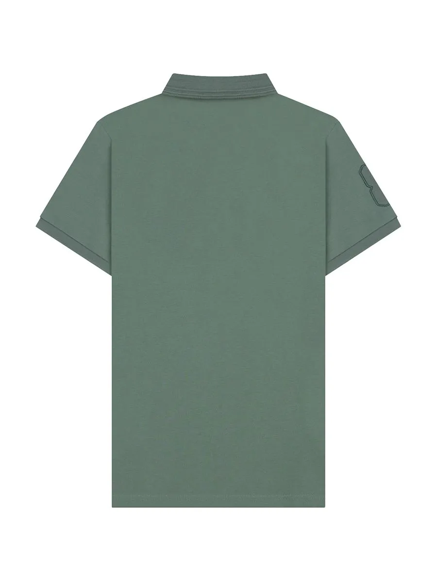 GIORDANO Men's Lycra Pique Embroidery Polo (3D Lion)  Laurel wreath green