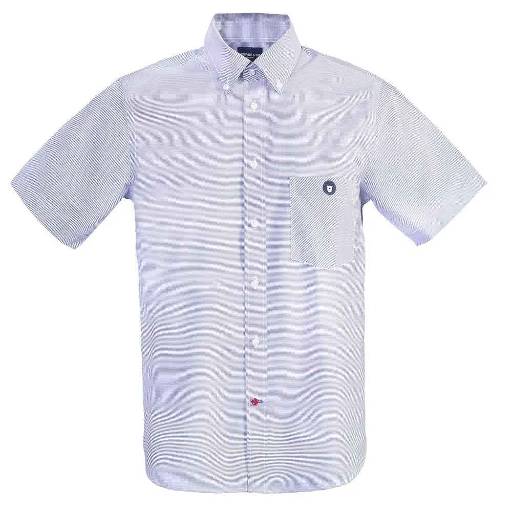 BROWNE & CO. Navy Stripe Short Sleeves Shirt Size - S