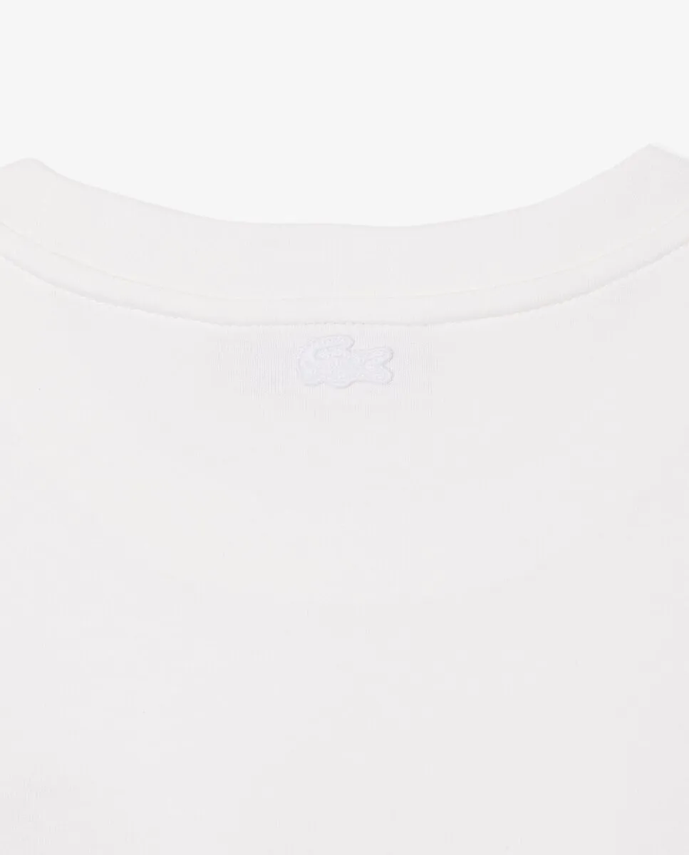 LACOSTE Flower Graphic Cotton T-shirt White