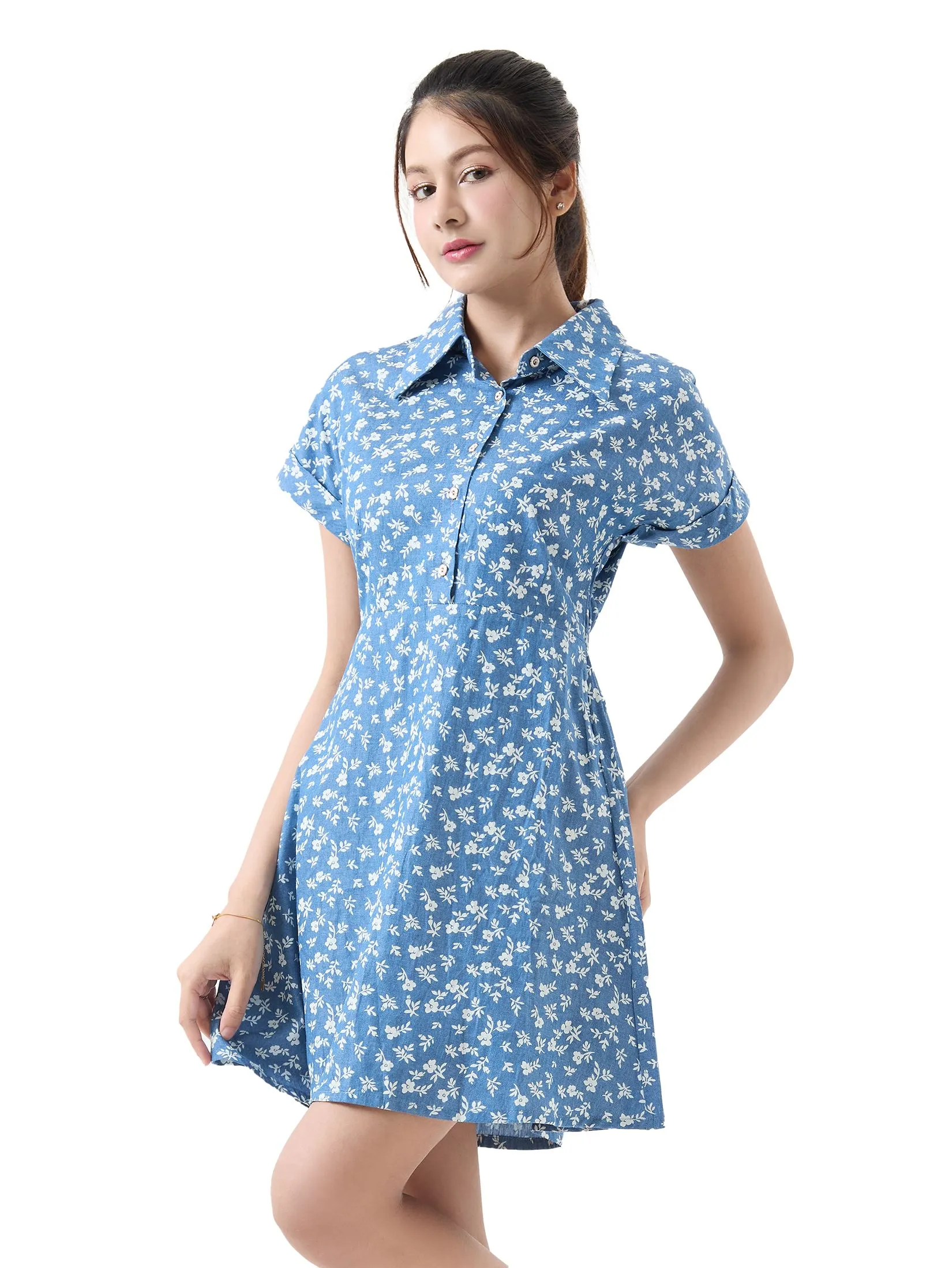 EP Mini Floral Print Dress Woman Blue
