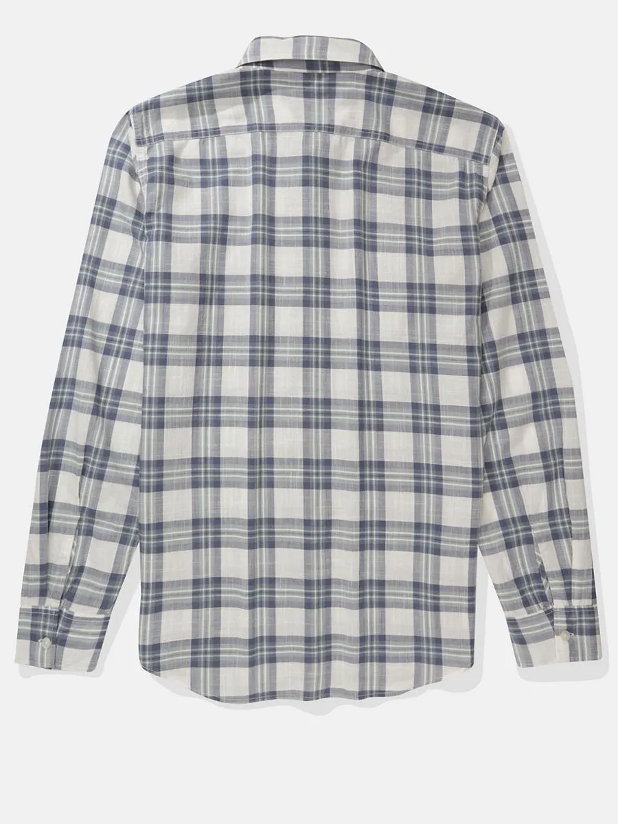 AMERICAN EAGLE MEN  SF CSC ANTHONY PLAID MADRAS SHIRT 106 CREAM
