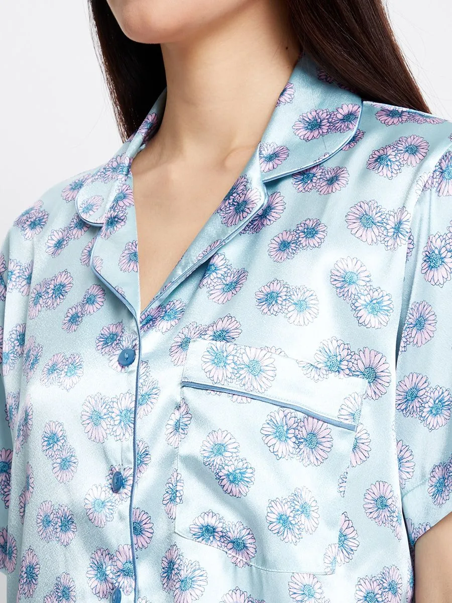 ELIZABETH Women Pajamas Shirt + Pants with Printed Green