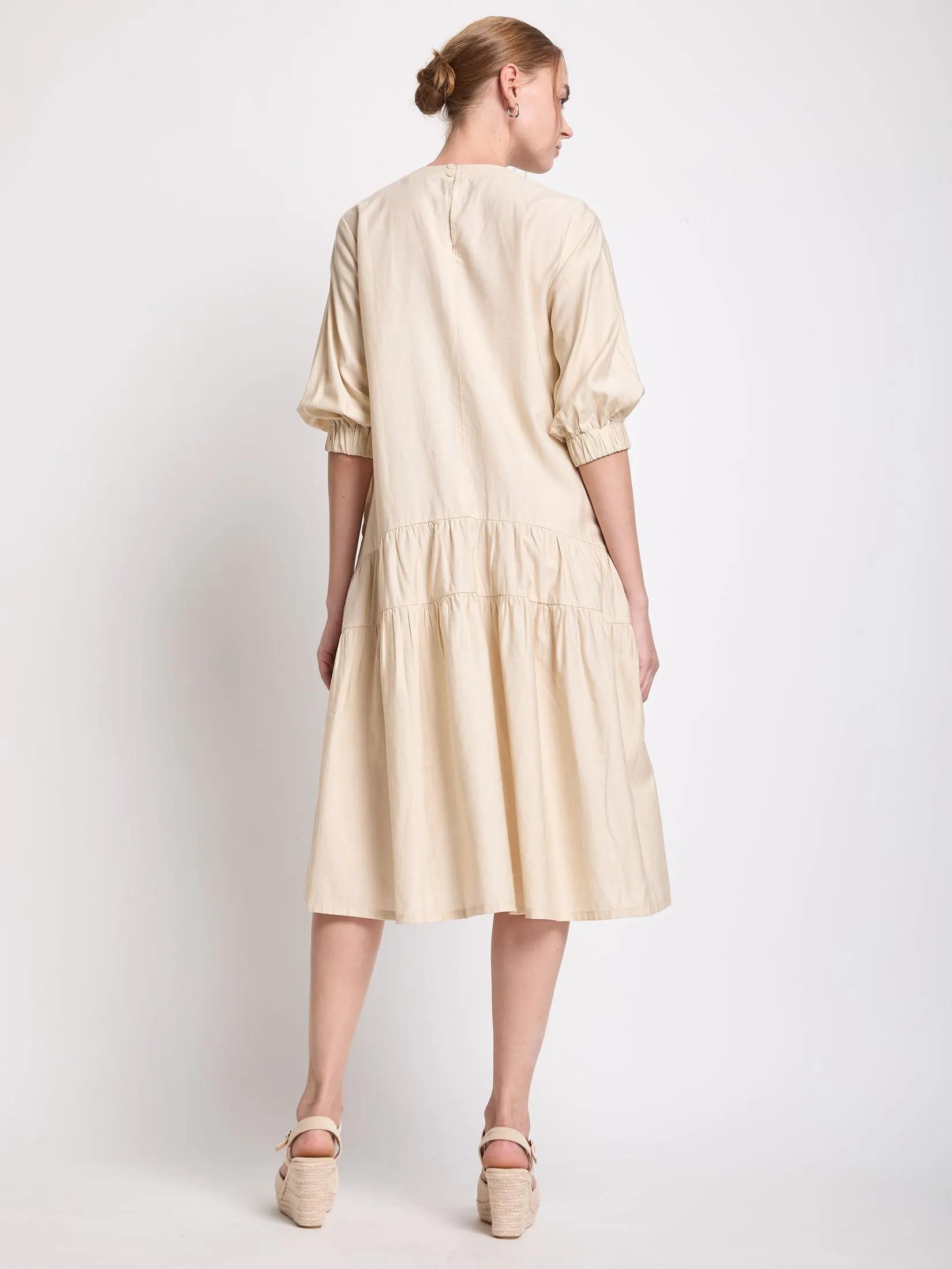 EASY PIECES Women Dress Short Sleeves Round Neckline Solf Silhouette