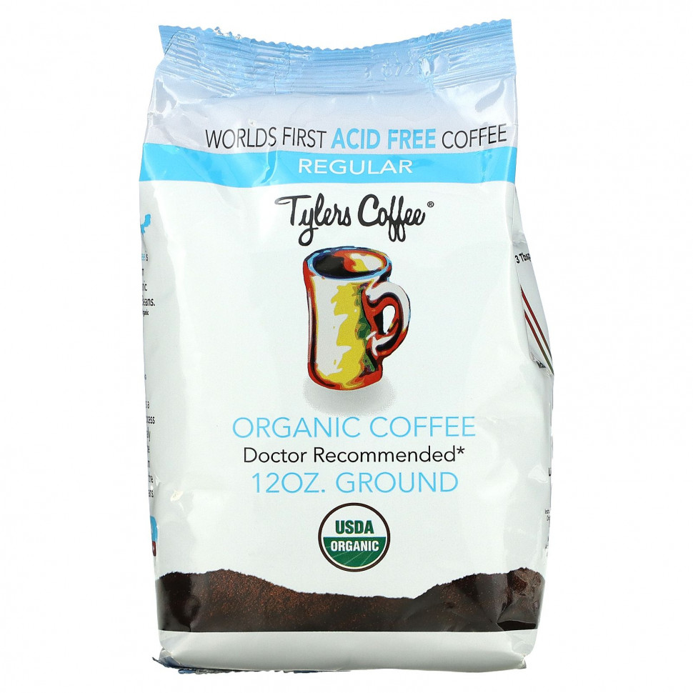 Tylers Coffees, Органический кофе, обычный, молотый, 12 унций