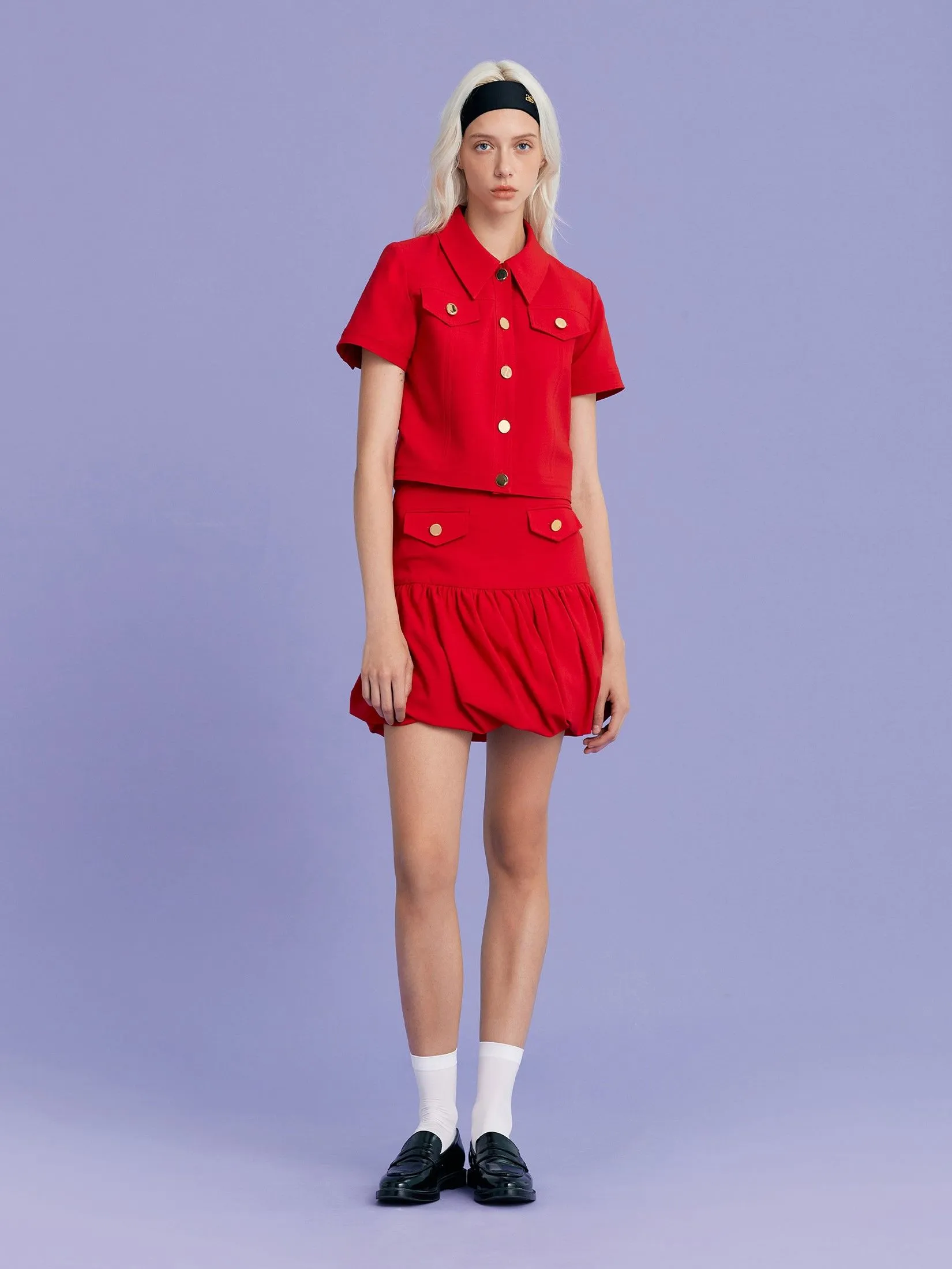 ASV (AW24)Caily Balloon Women Mini Skirt Red