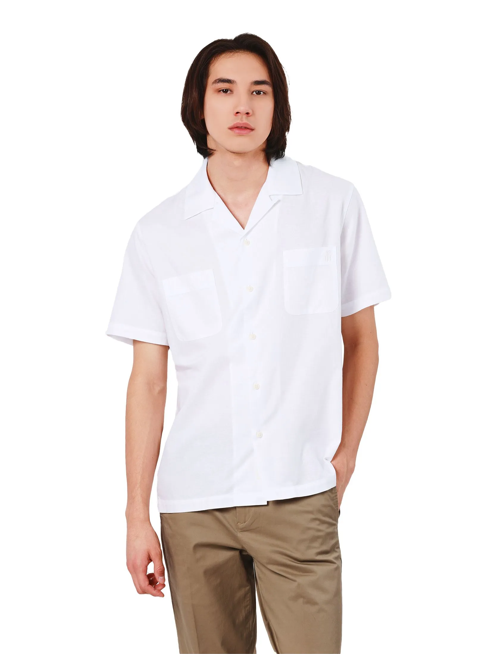 JOHN HENRY Men's Short Sleeves Shirts (Regular Fit) Rejuvenate Vacation White