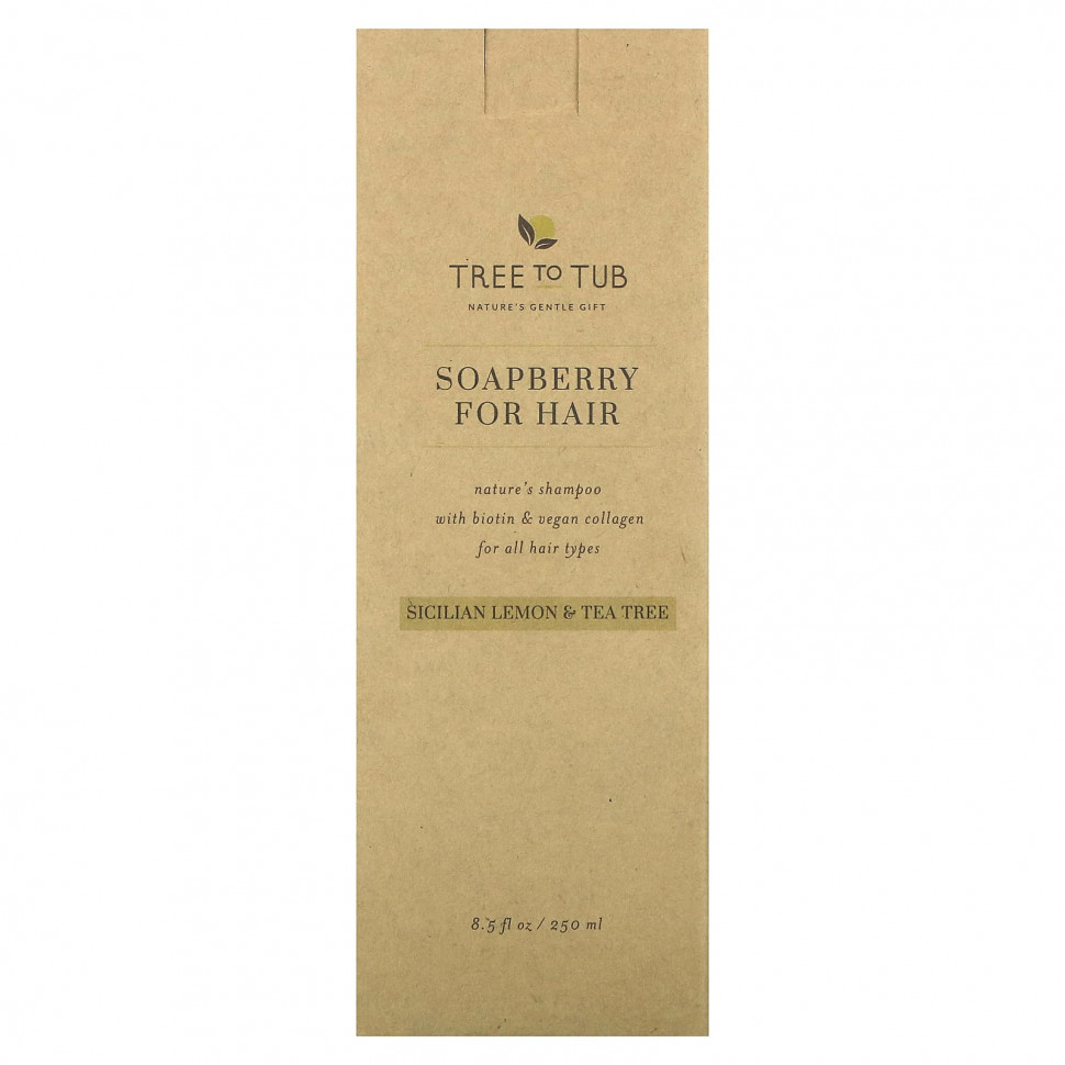 Tree To Tub, Soapberry For Hair Shampoo, для всех типов волос, сицилийский лимон и чайное дерево, 250 мл (8,5 жидк. Унции)