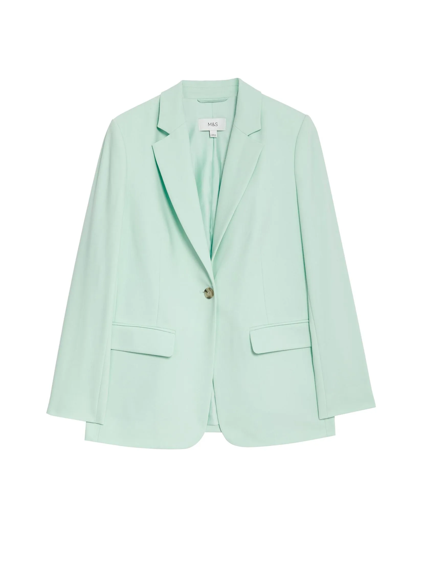 MARKS & SPENCER Women Blazer Relaxed Single Breasted Light Green