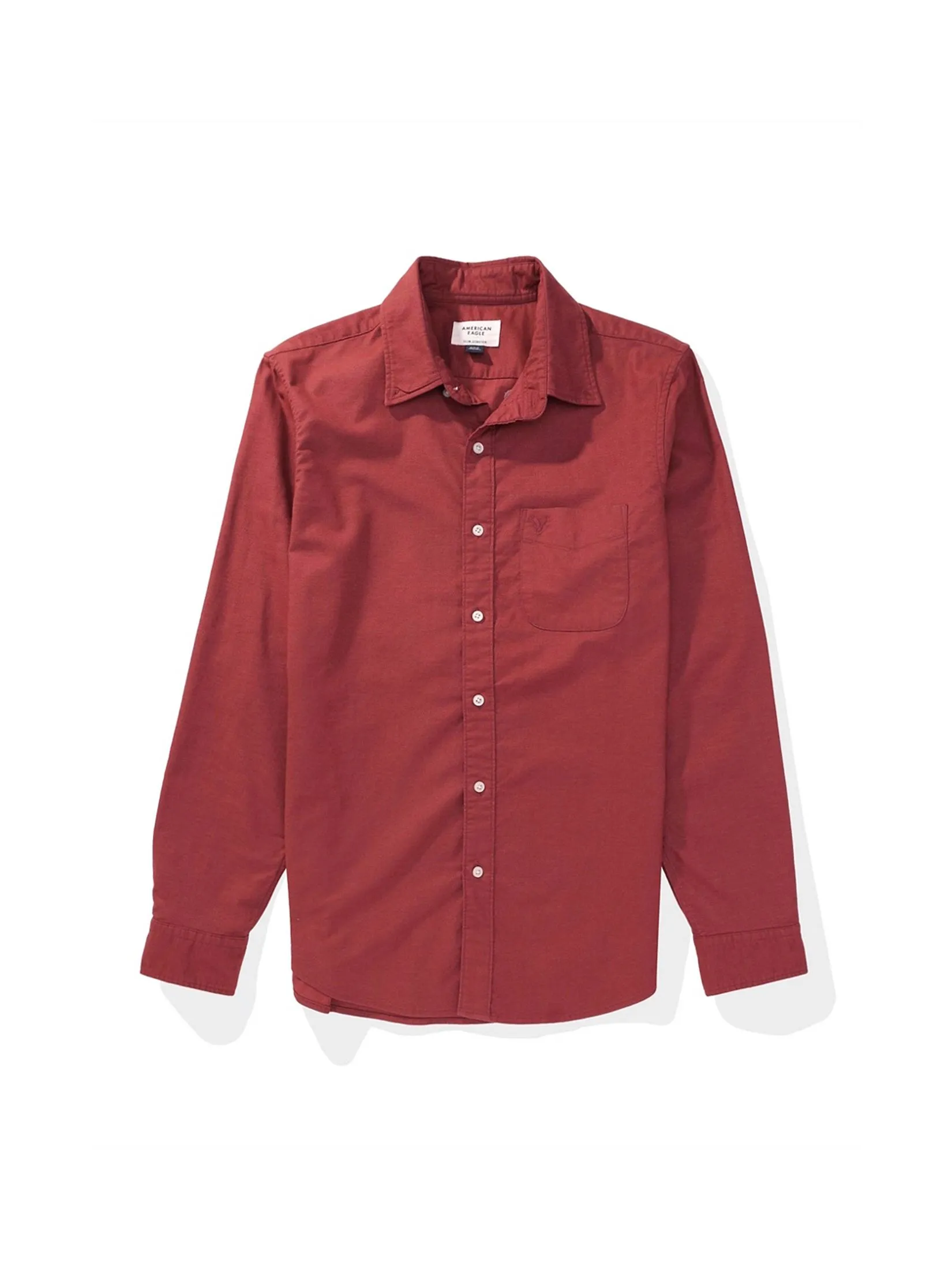AMERICAN EAGLE MEN INT SF BTD STRETCH PIECE DYE OXFORD 608 WARM RED