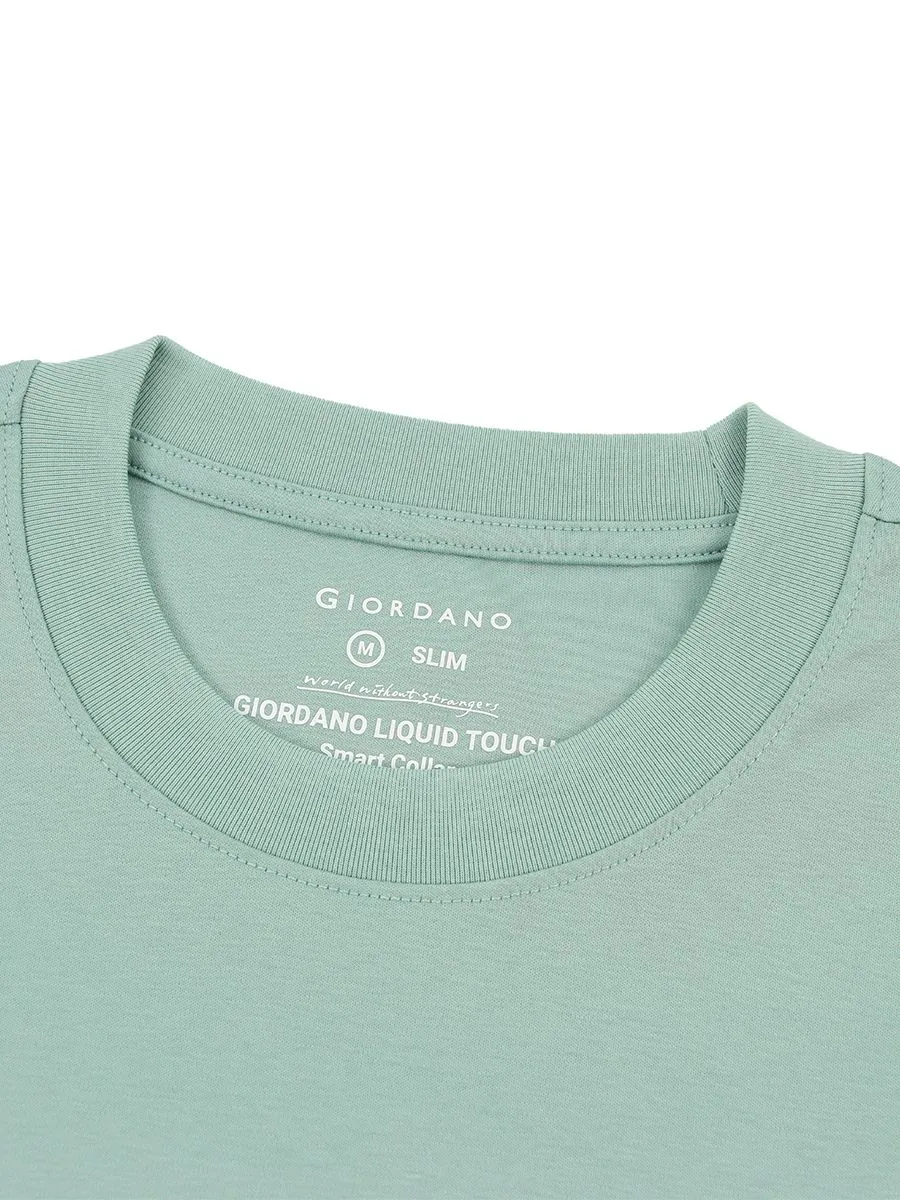 GIORDANO Men's Interlock Embroidery Tee (Liquid Touch) Green Surf