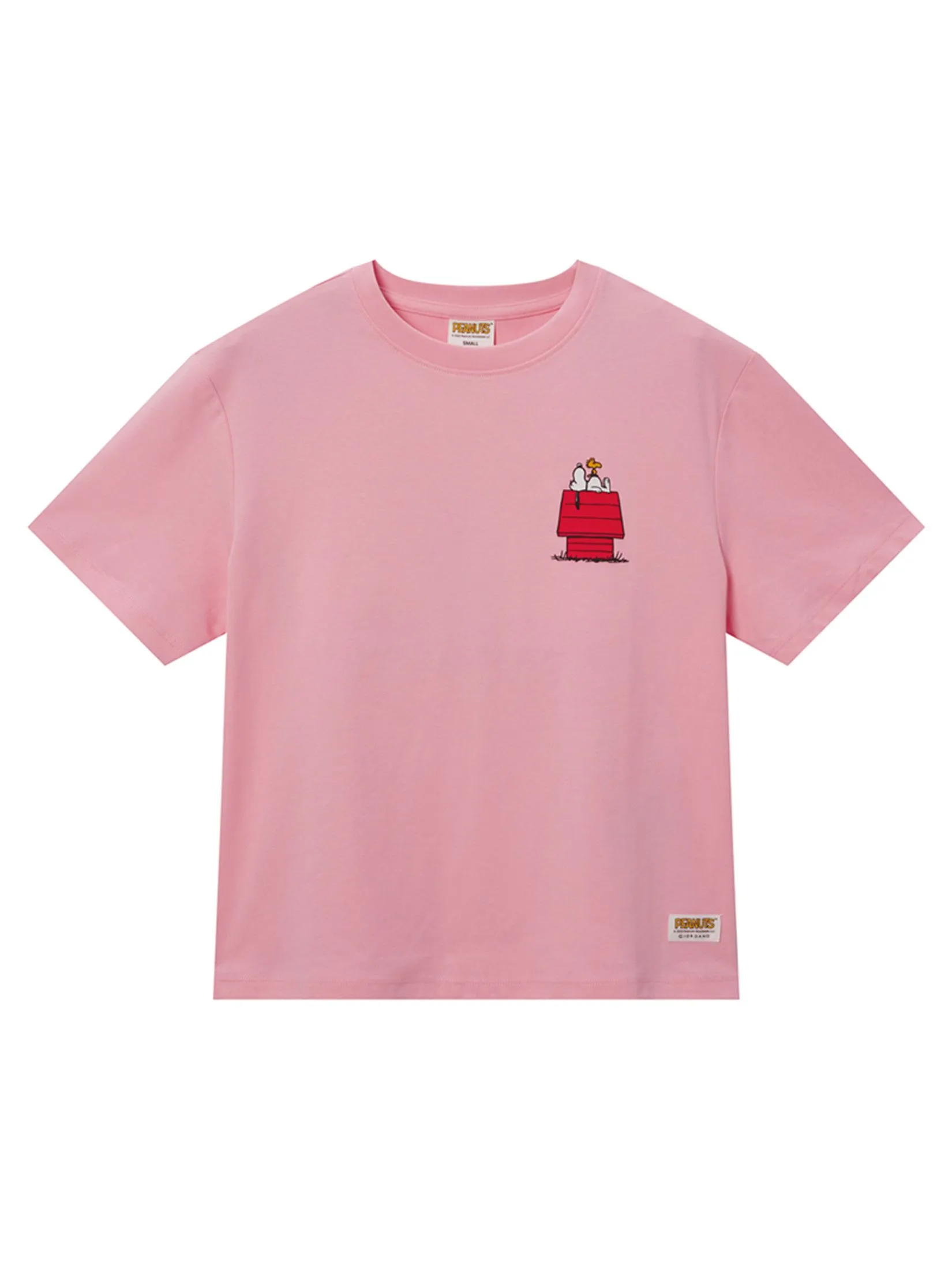 GIORDANO Women's Boyfriend Sorona Printed Tee (Snoopy) Delicate Pink Size - M