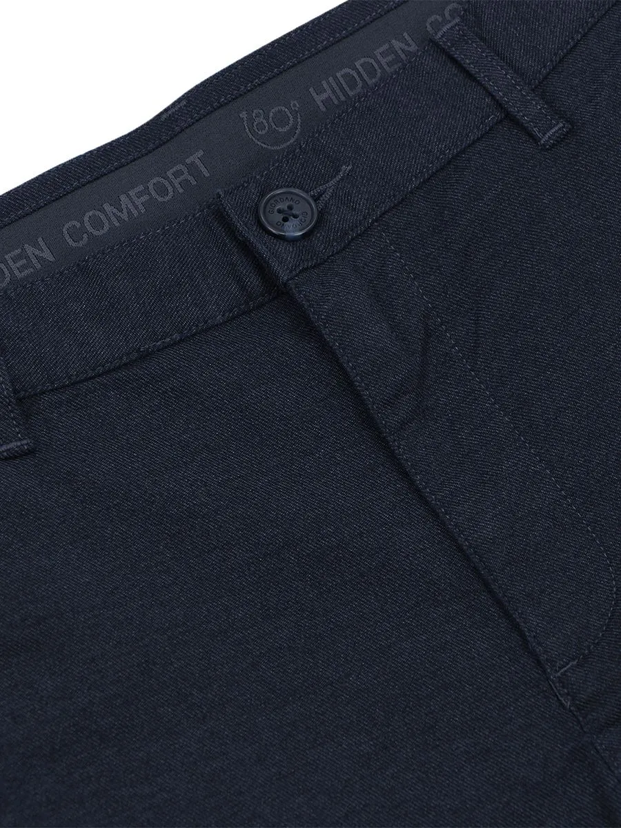 GIORDANO Men's Slim Easy Care Twill Cropped Pants (180° Elastic Waistband) Dark Heather Blue