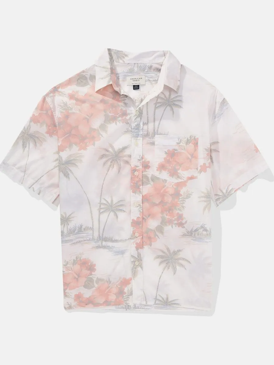 AMERICAN EAGLE MEN IDRIS ISLAND SS OVERSIZED CSC COTTON RAYON 654 DUSTY PINK