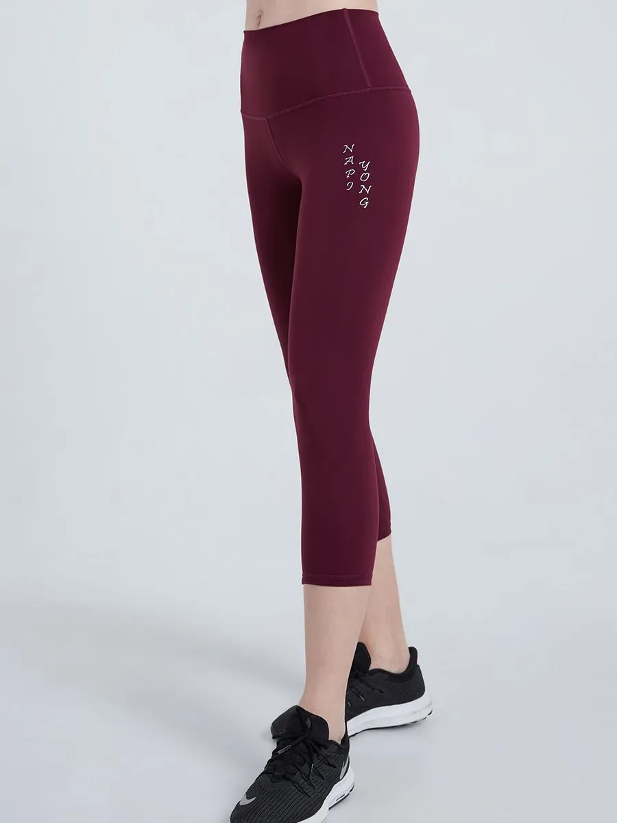 NAPIYONG Calf Length Leggings in Maroon