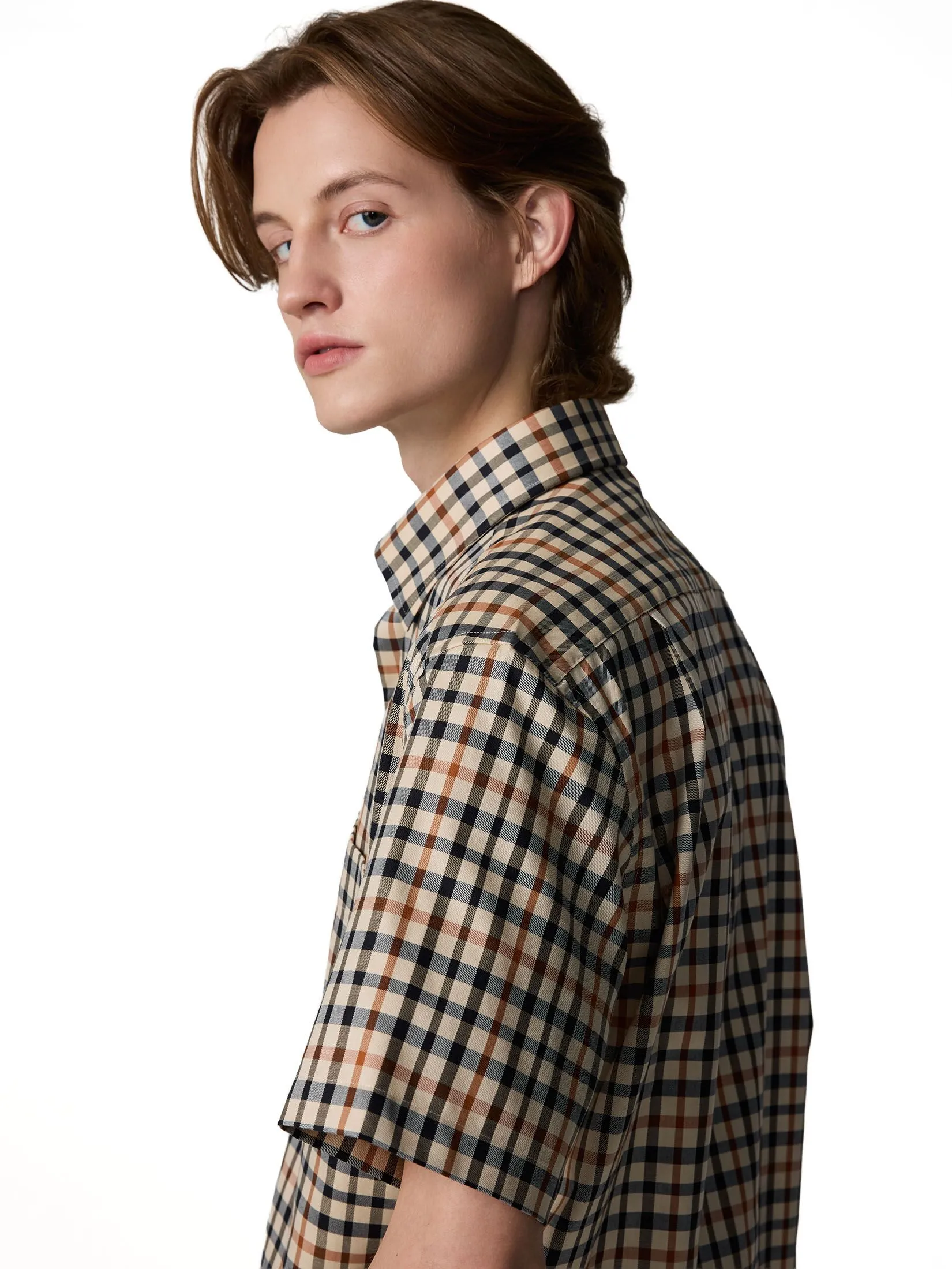 DAKS Men Long Sleeve Shirt Regular Fit Beige