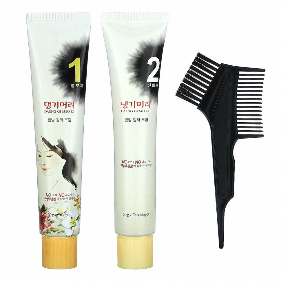 Doori Cosmetics, Daeng Gi Meo Ri, краска для волос с лекарственными травами, оттенок светло-каштановый, 1 набор