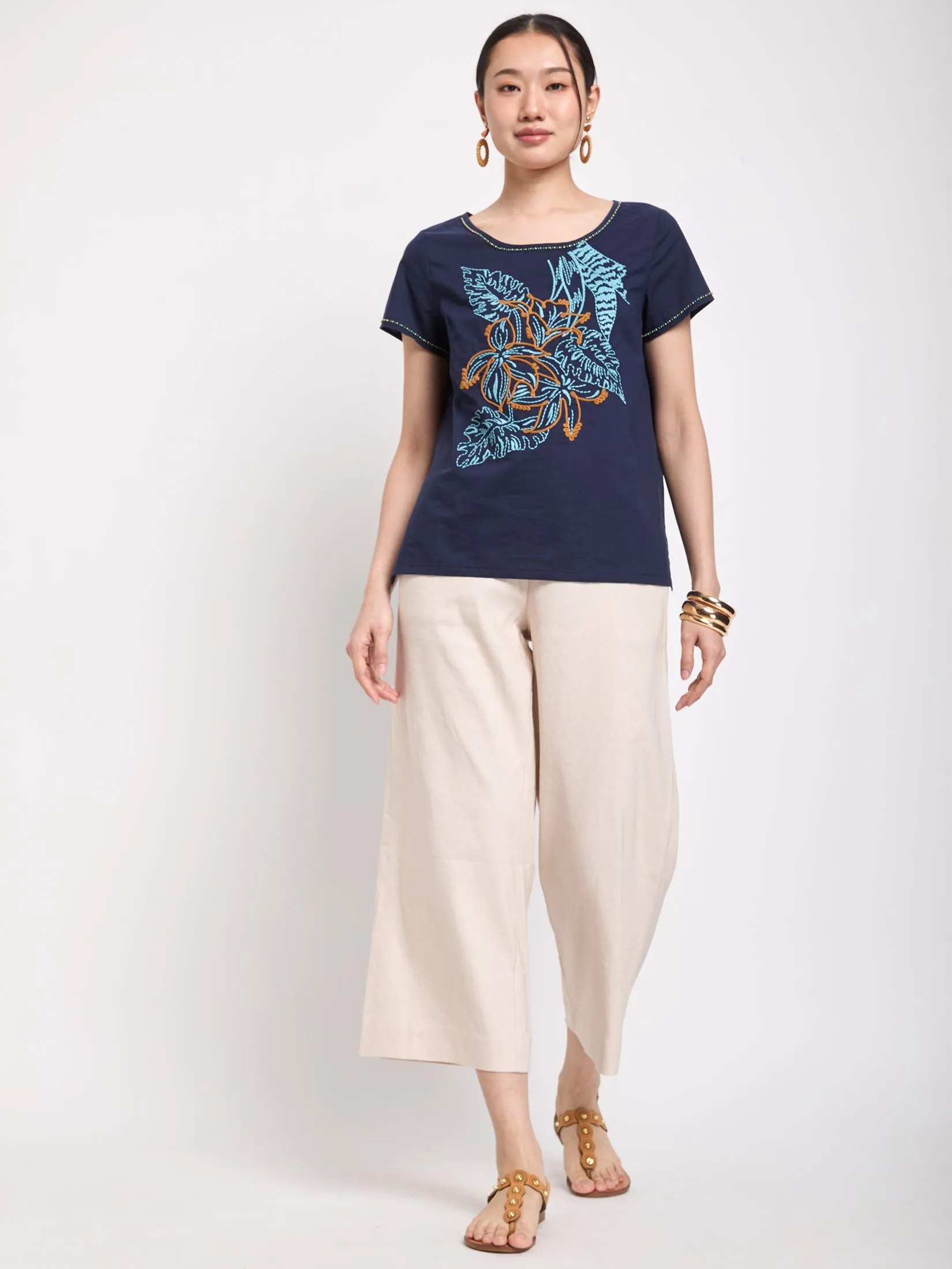 JOURNAL Women Blouse Long Sleeves Round Neck Botanical Print