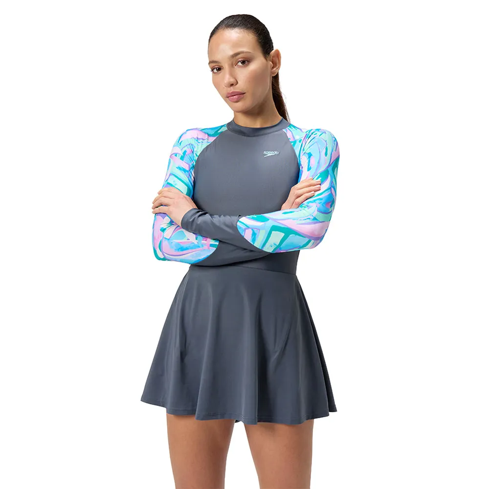 SPEEDO Printed Long Sleeve Dress Women Swimsuit Grey - SP111SP137ENTH