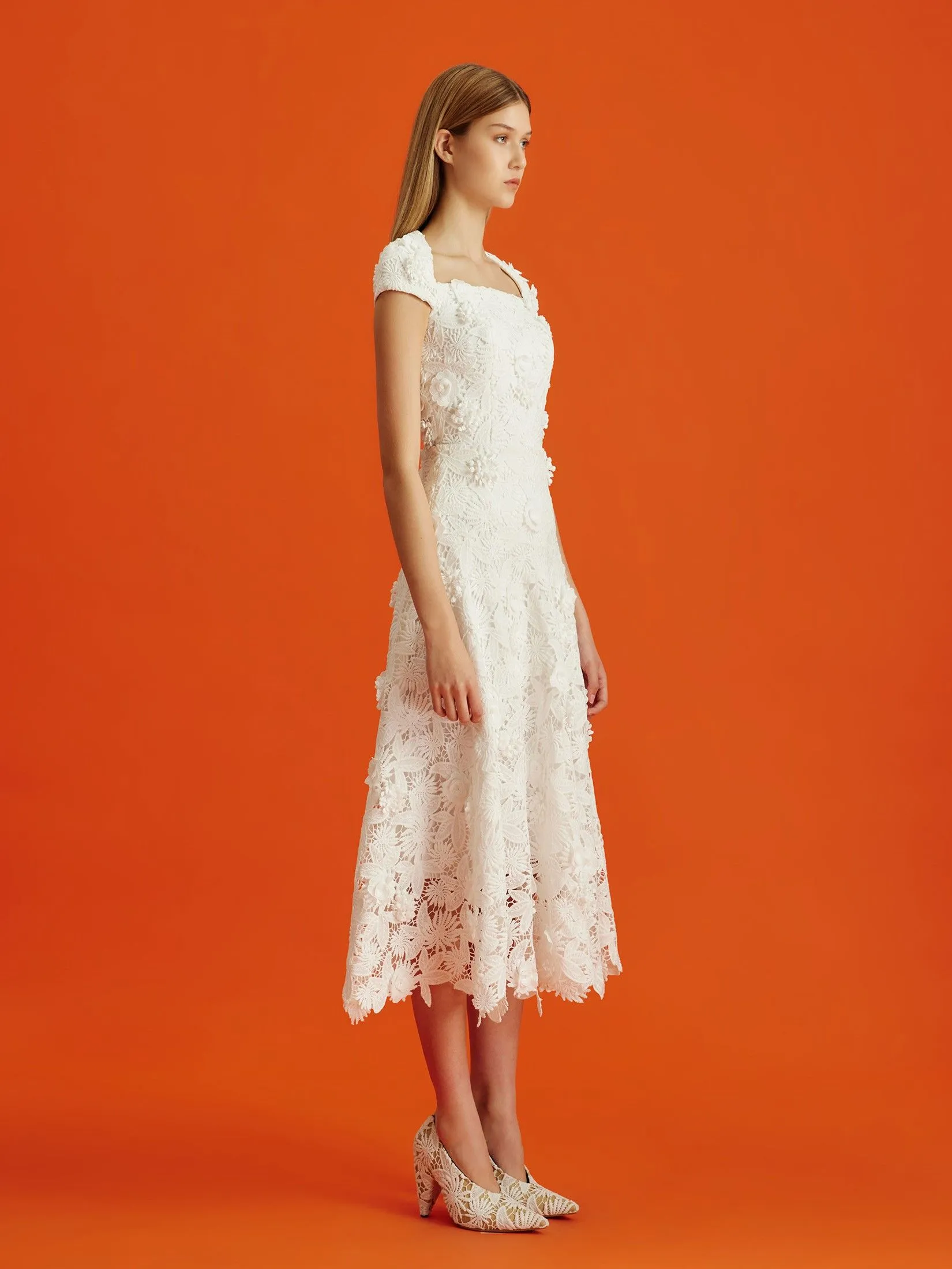 ASAVA (AW24) Zaira Floral-lace Women Flare Skirt White