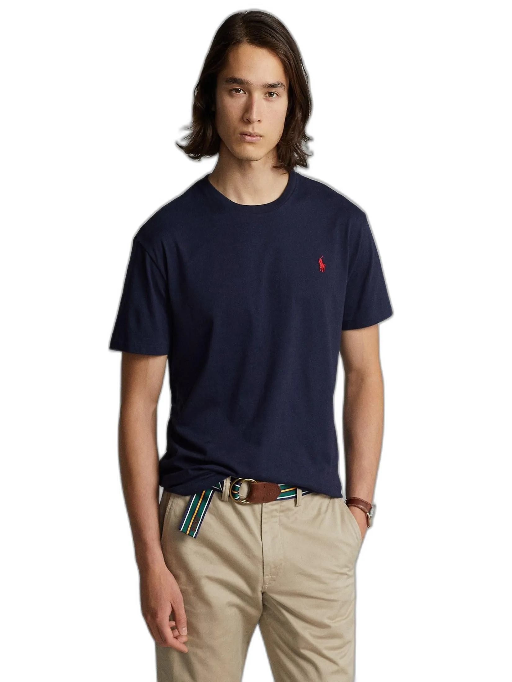 POLO RALPH LAUREN Polo Ralph Lauren TEE-Custom Slim Fit Jersey Crewneck T-Shirt MNPOTSH1N820047 410 NAVY-410 Size - L