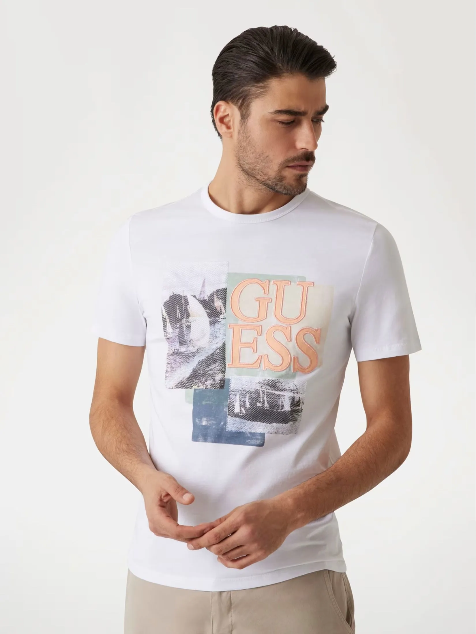 GUESS GUESS MEN Slim-fit  Logo  T-Shirt  M5GI04I3Z14  -  White Size - XL