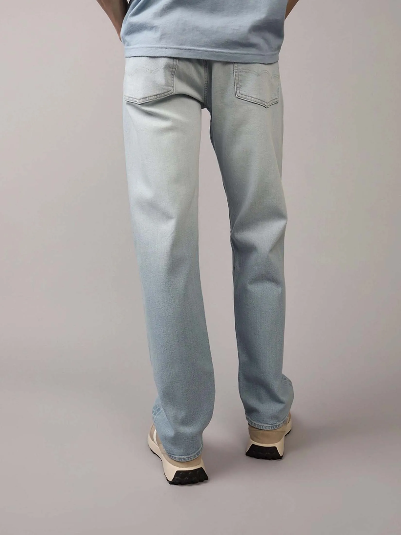 AMERICAN EAGLE MEN OPP LIGHT CLEAN ORIGINAL STRAIGHT 491 SILVER LIGHT BLUE