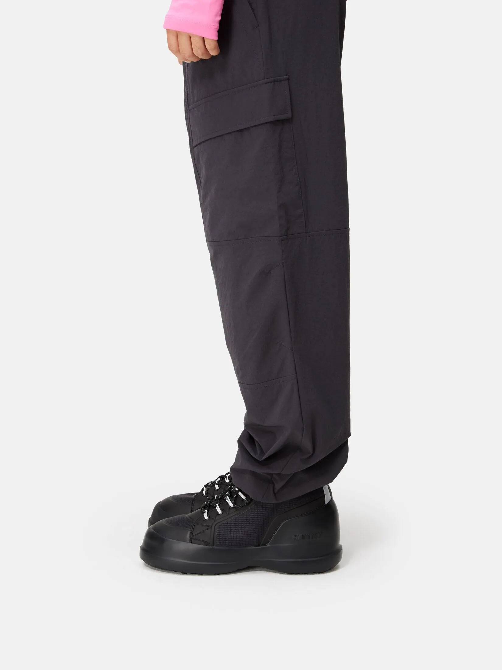 MOON BOOT LUNA TREK MID BLACK NYLON BOOTS